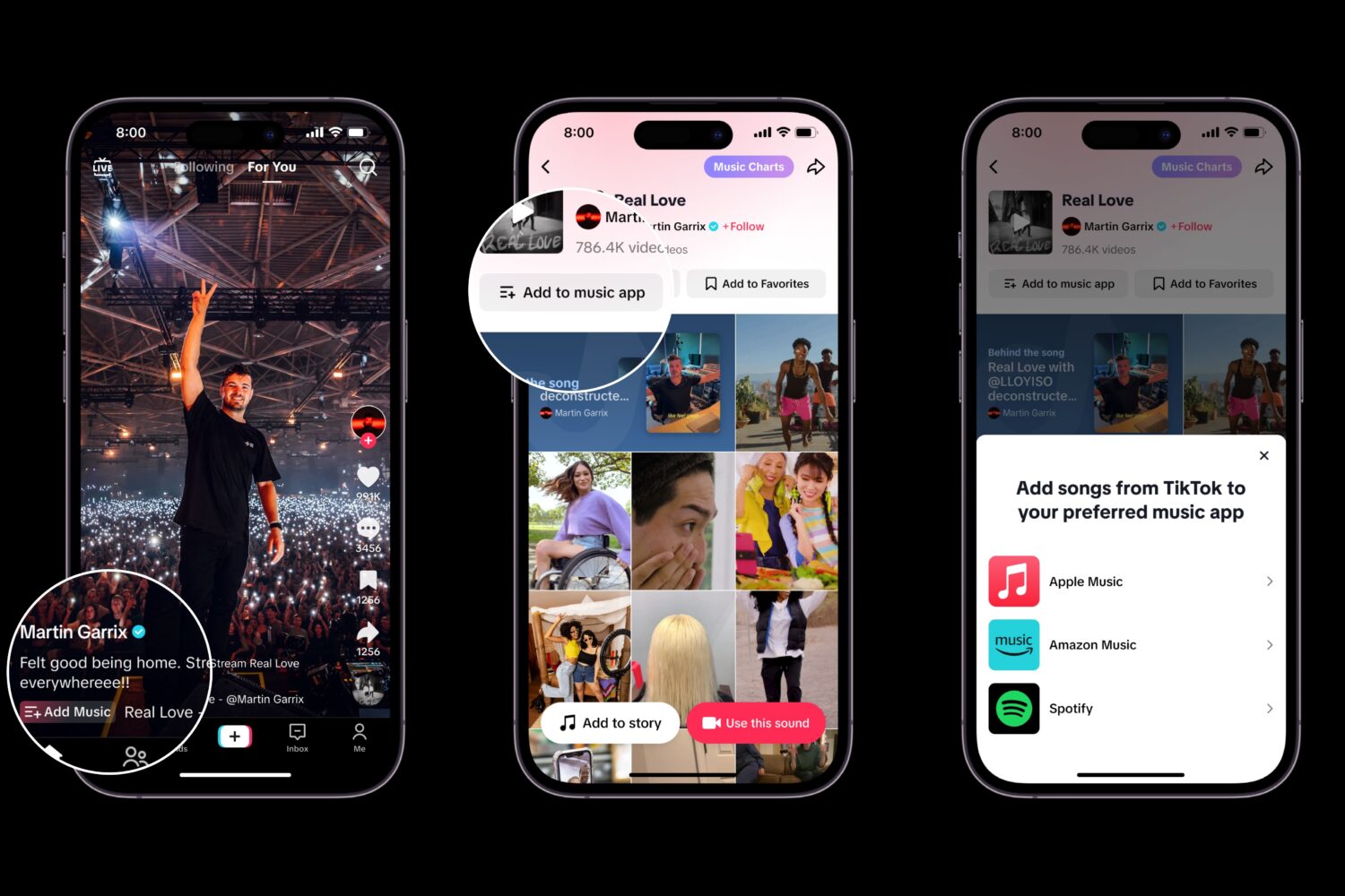TikTok's iPhone app showcasing the Add to Music App button