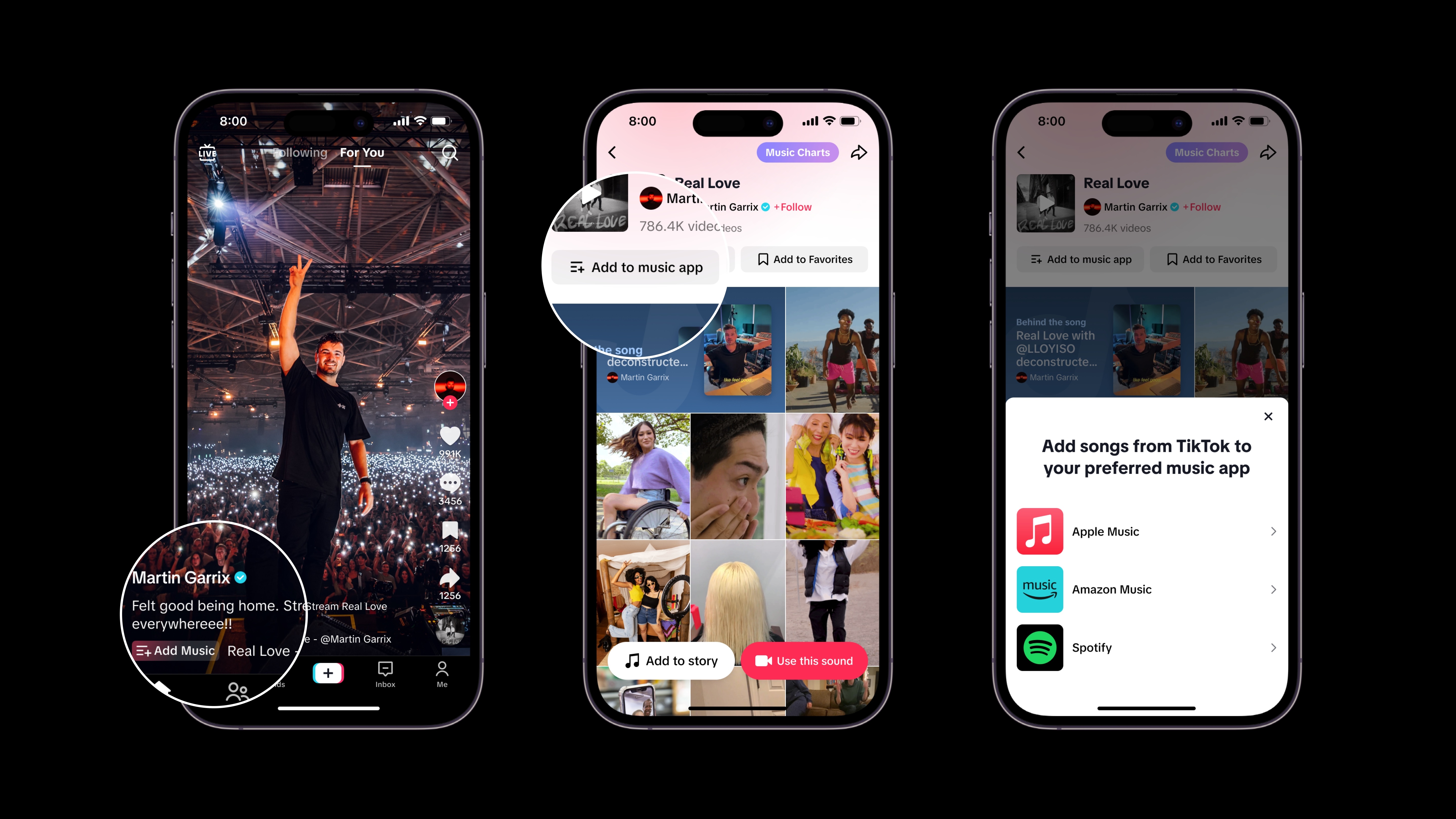 TikTok's iPhone app showcasing the Add to Music App button