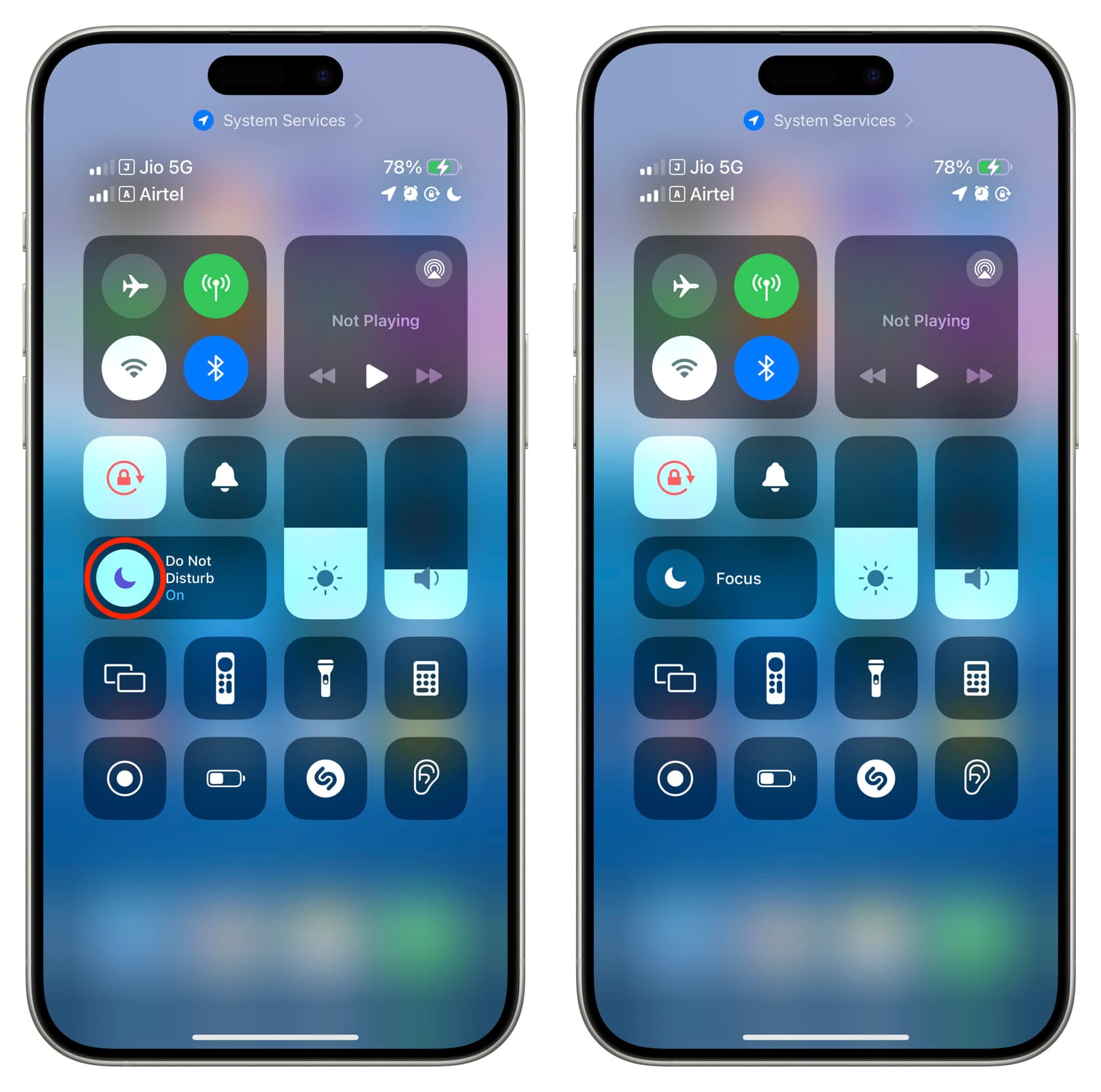 Turn off Do Not Disturb on iPhone from Control Center