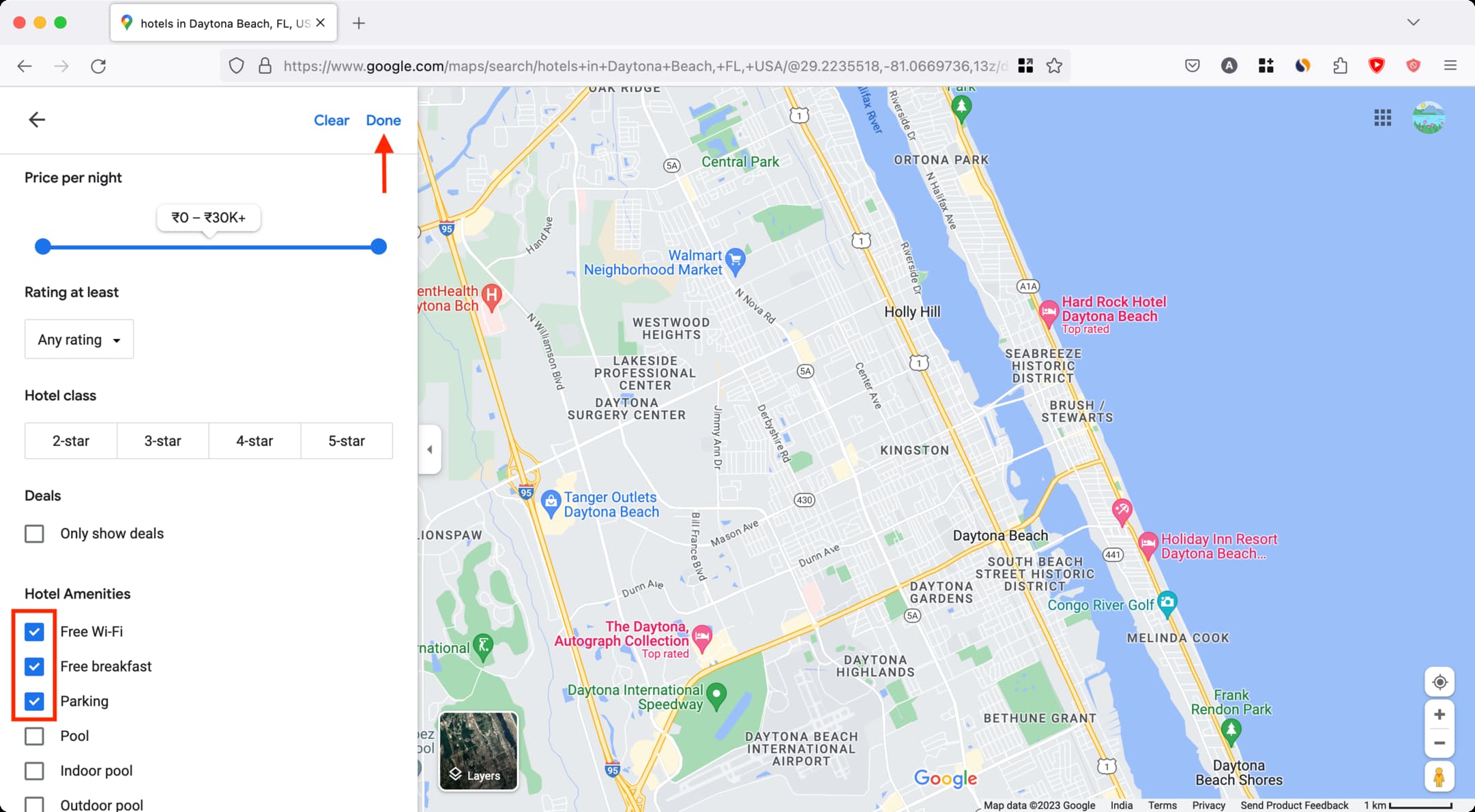 Using All Filters in Google Maps on web