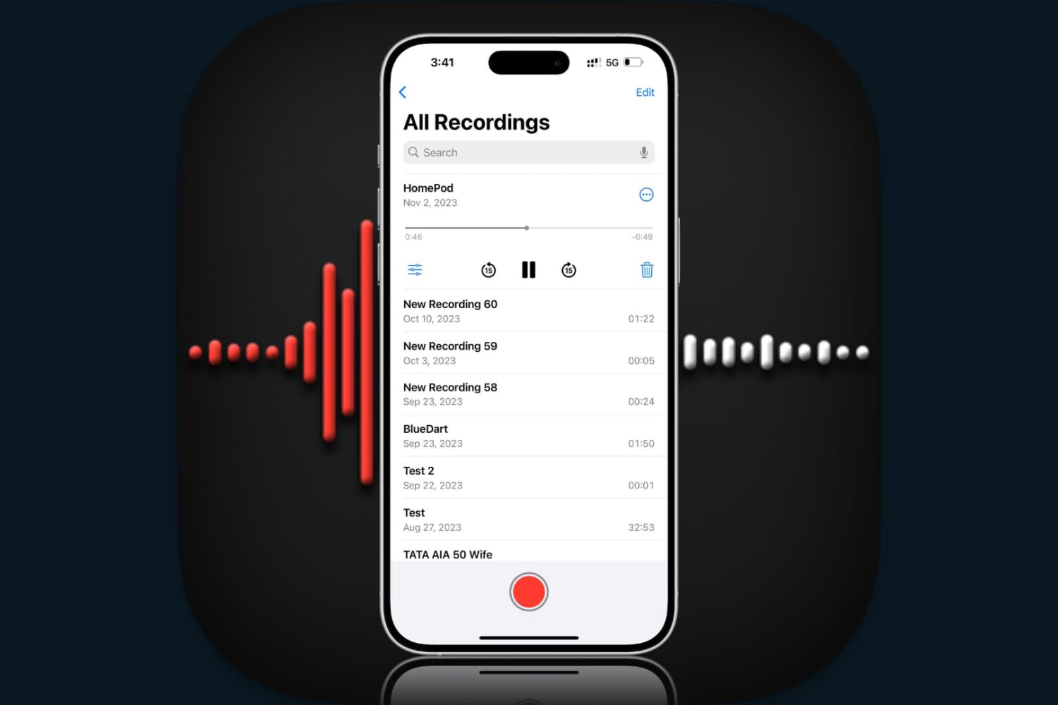 Voice recordings on iPhone
