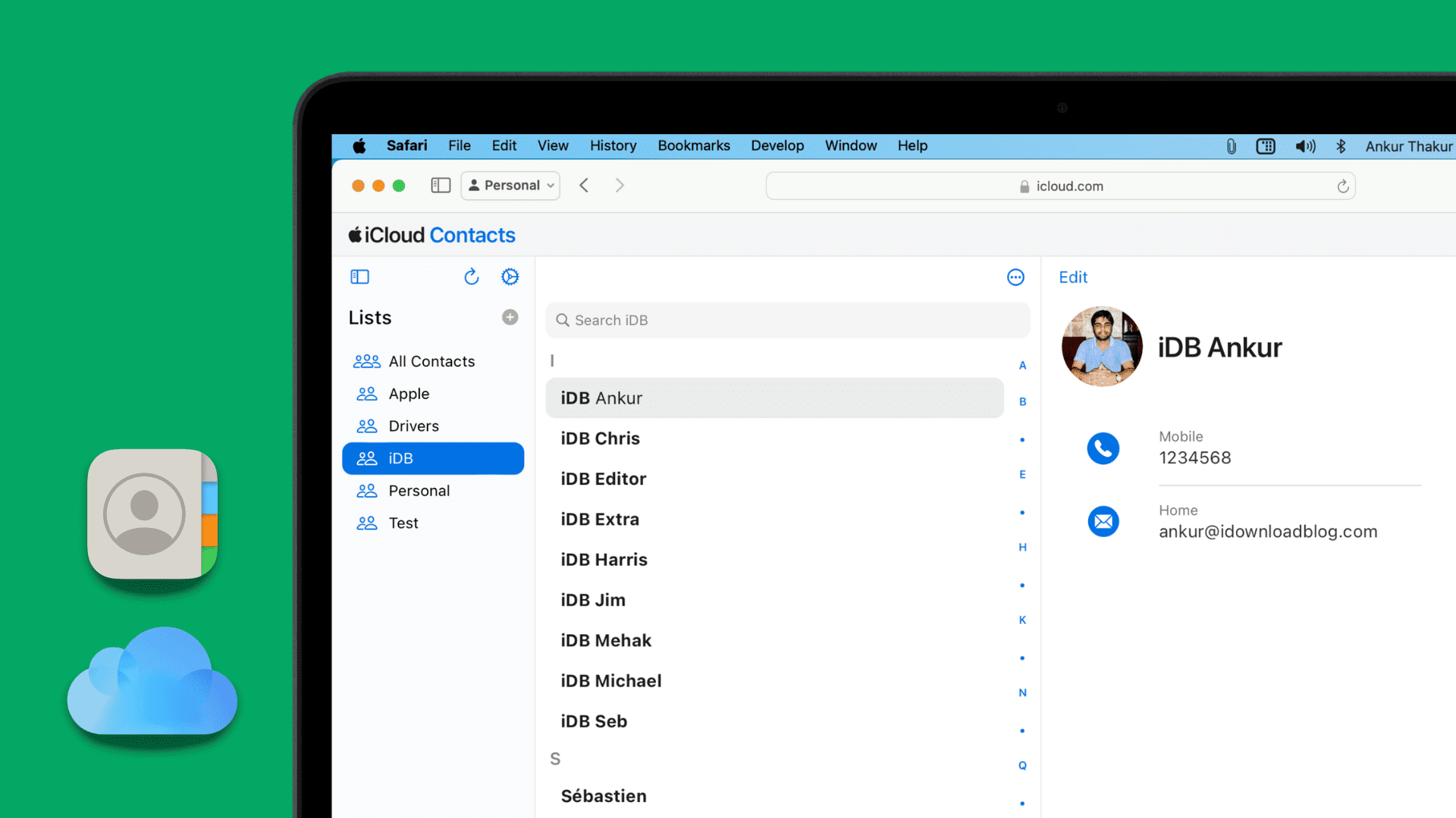 Contact Group on iCloud.com on a computer