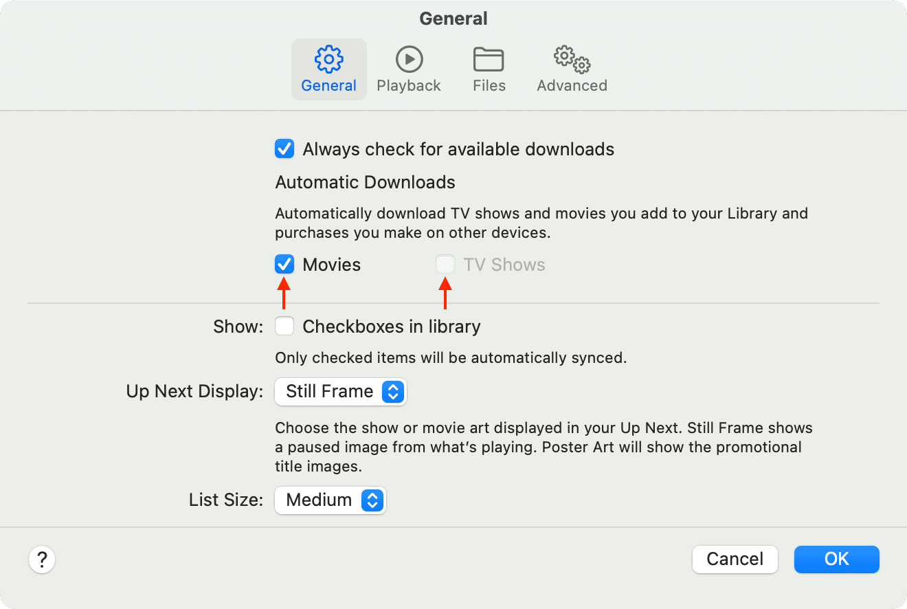 Automatic Downloads in TV app on Mac