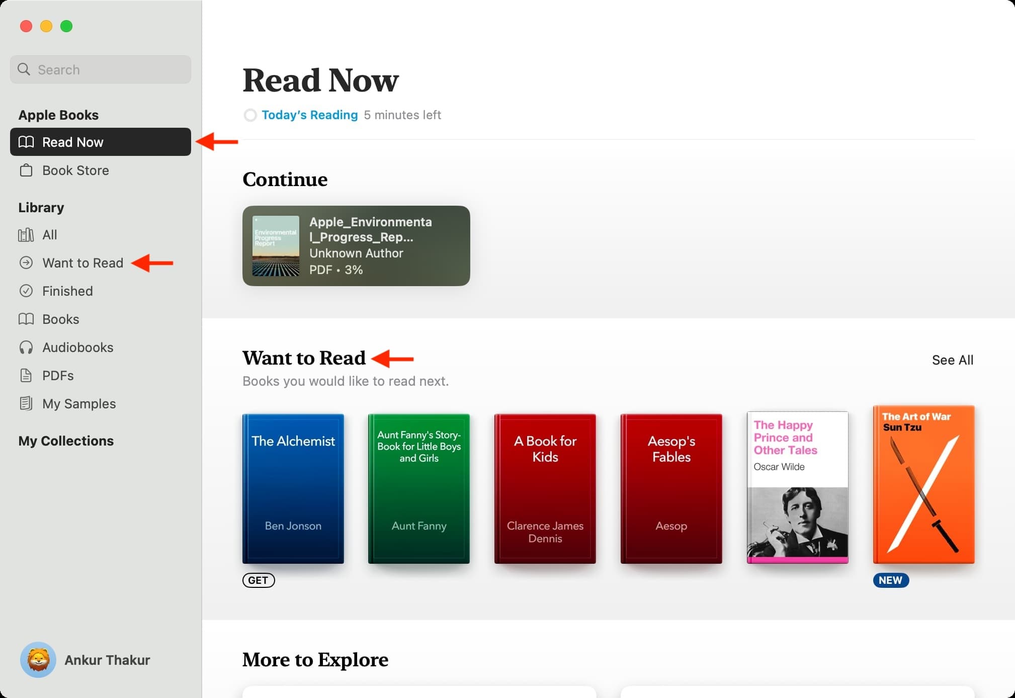 Books you would like to read next in Books app on Mac