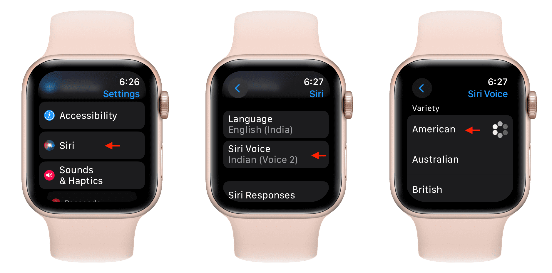 Change Siri Voice on Apple Watch