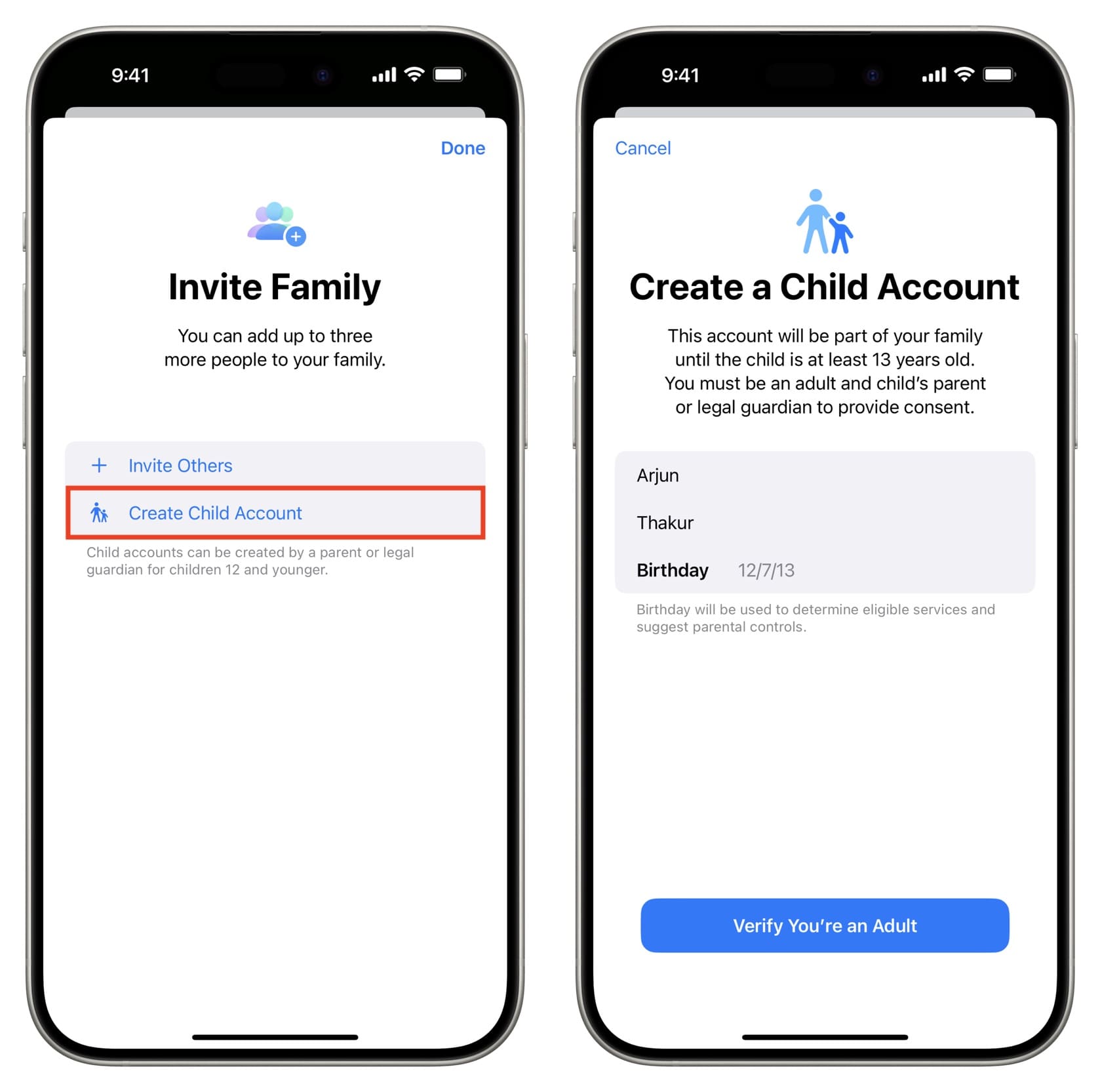 Create a Child Account on your iPhone