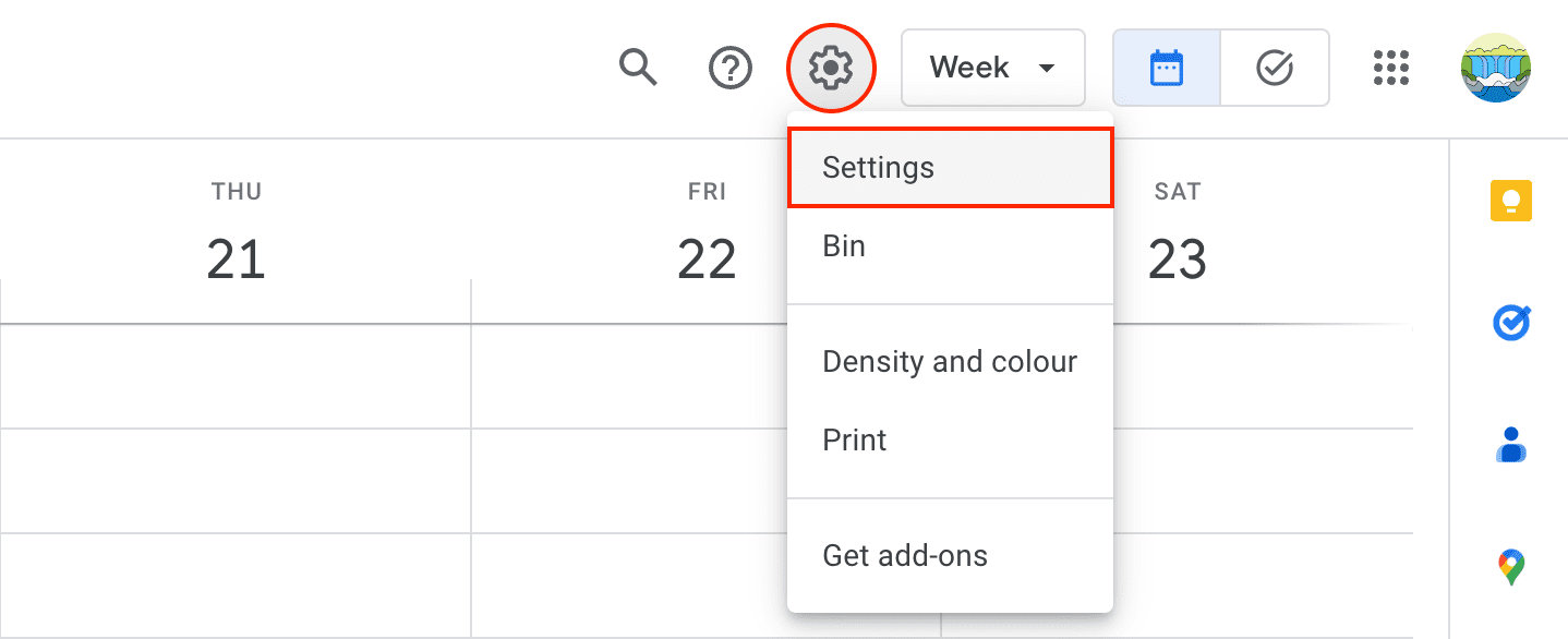 Go to Google Calendar settings