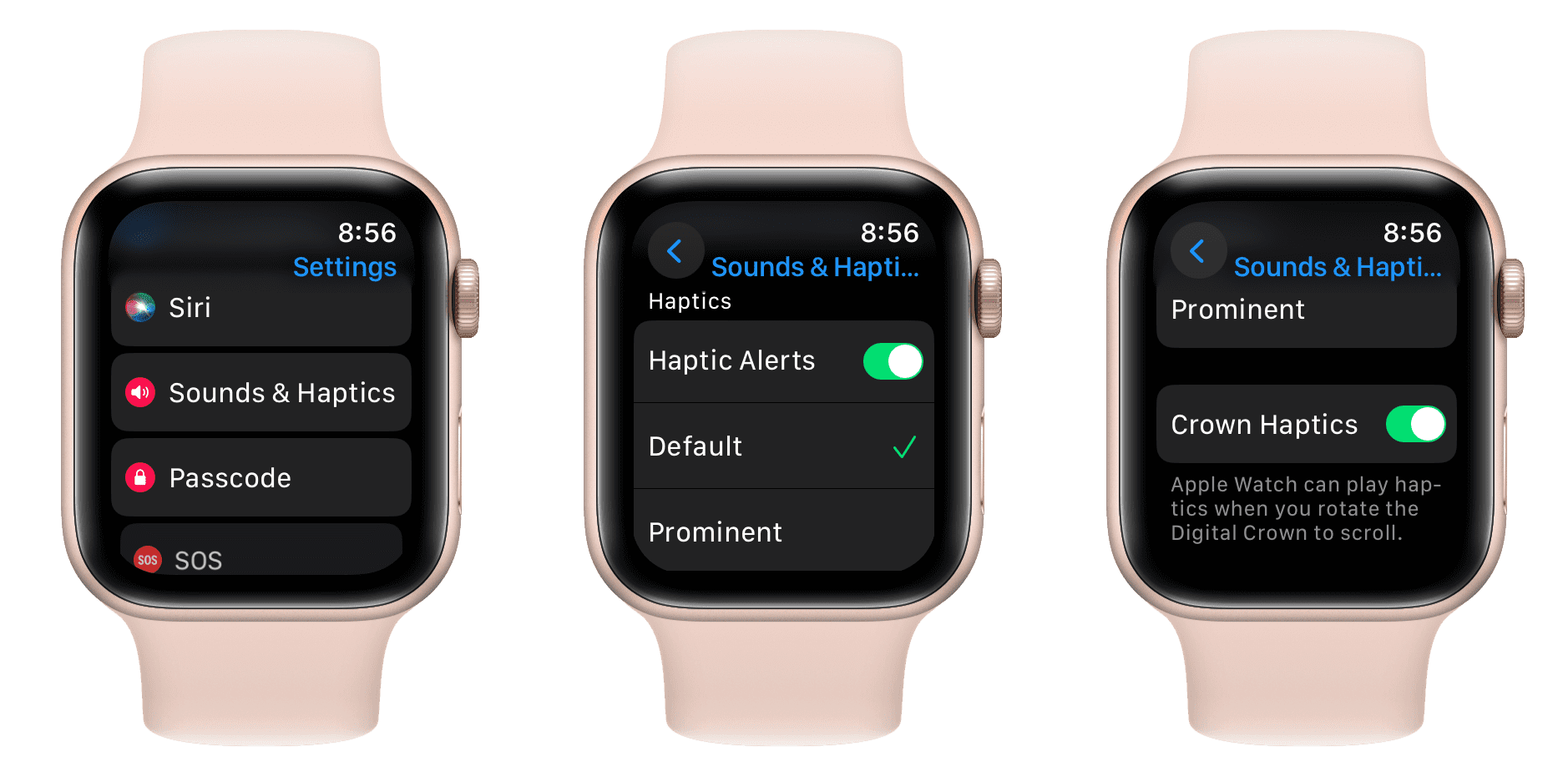 Haptic Alerts and Crown Haptics in Apple Watch sound settings