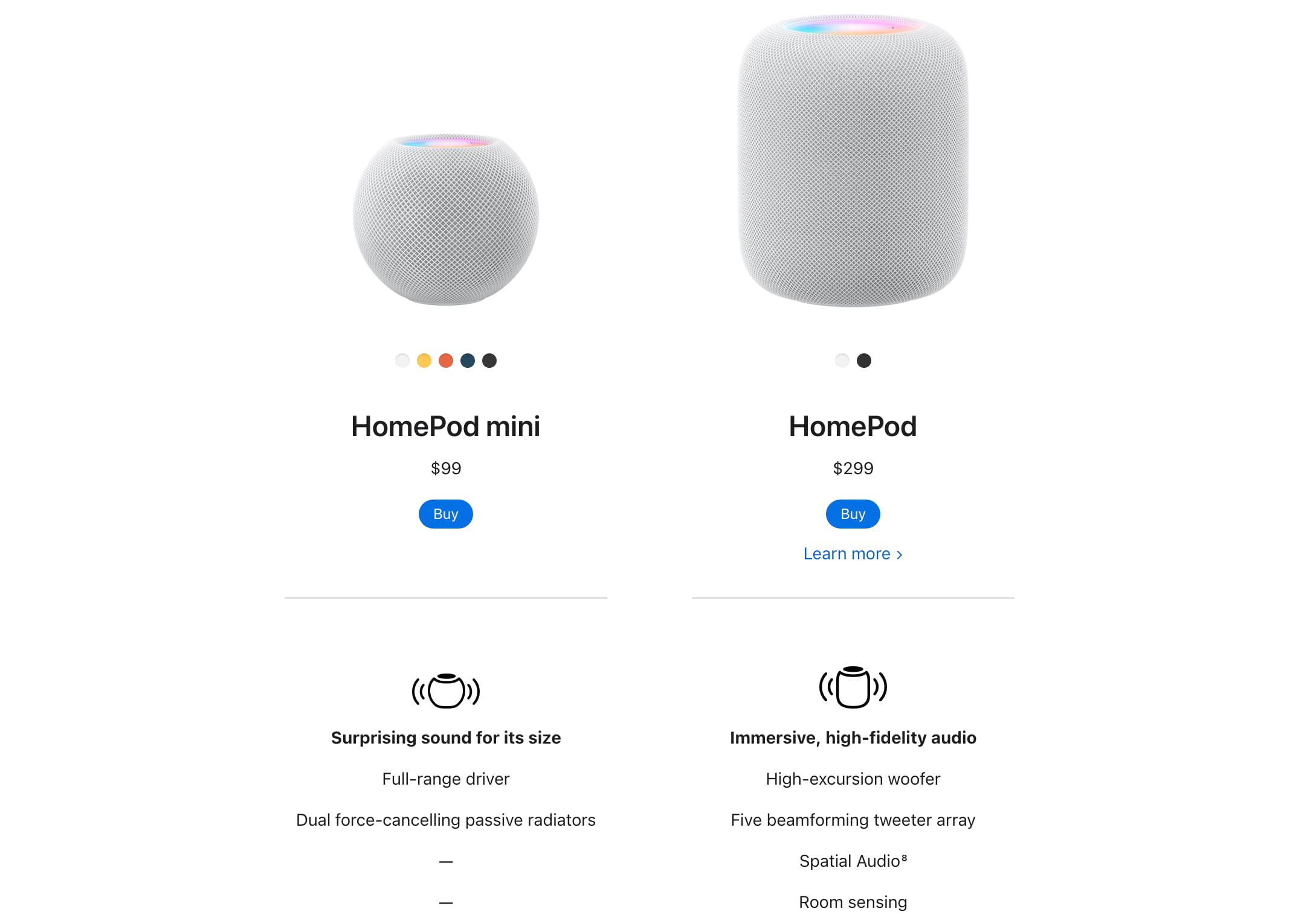 HomePod mini and HomePod differences