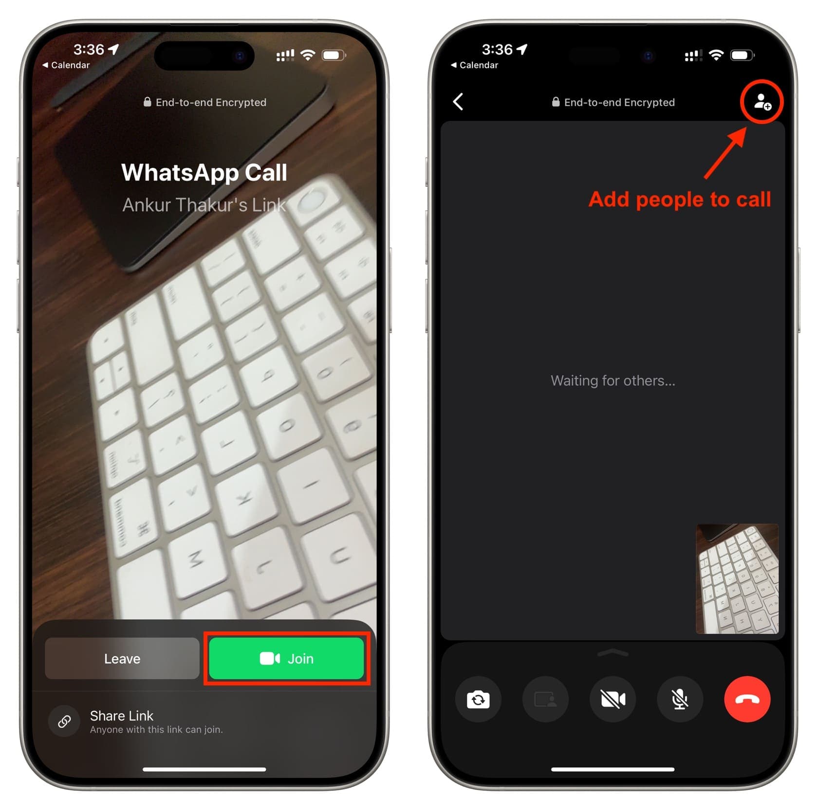 Join WhatsApp call and add people to your call on iPhone