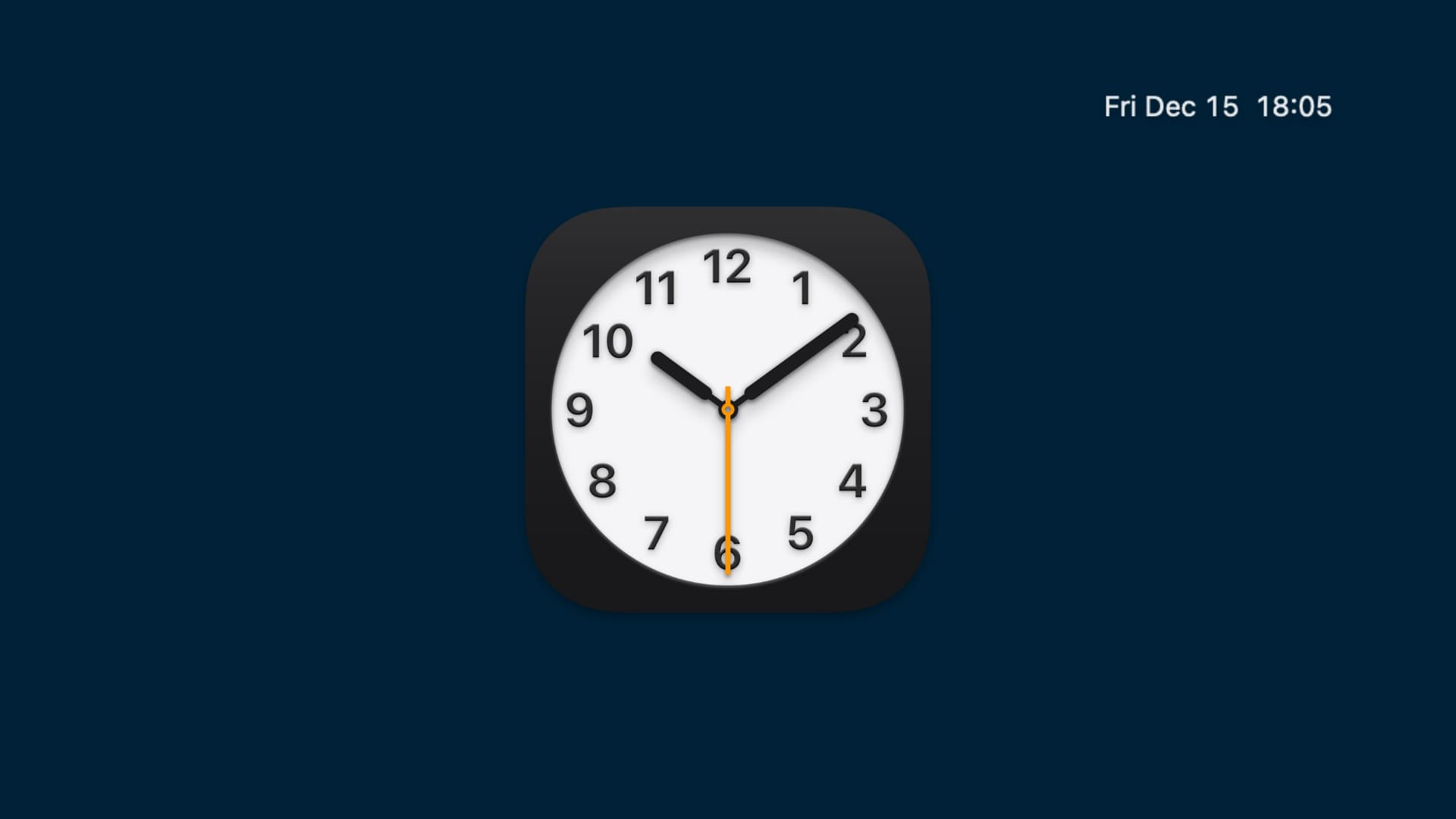 Mac Clock app icon and menu bar date and time
