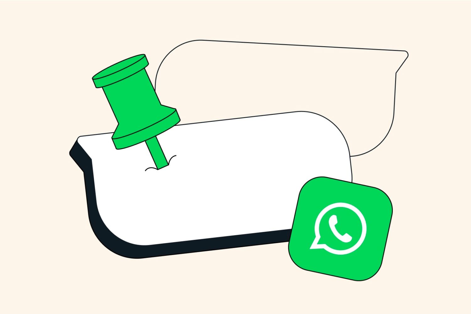 Illustration promoting message pinning on WhatsApp