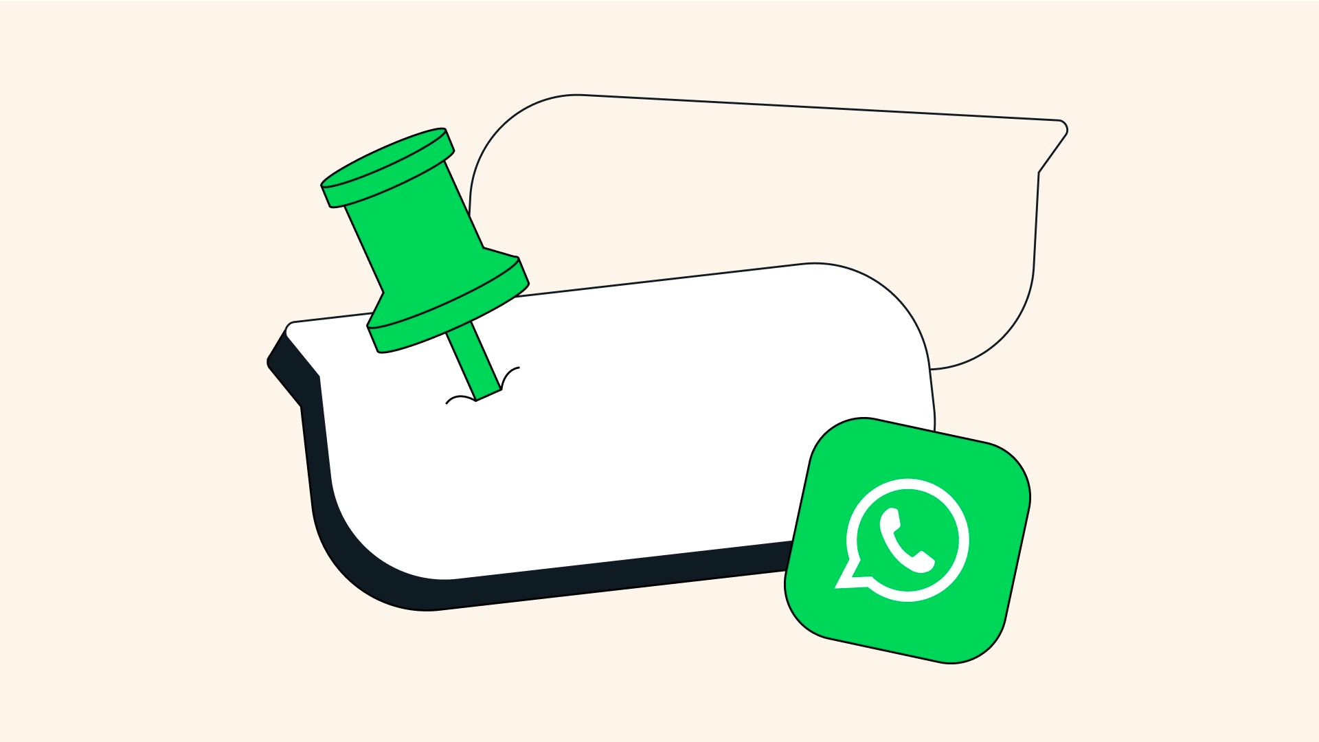 Illustration promoting message pinning on WhatsApp