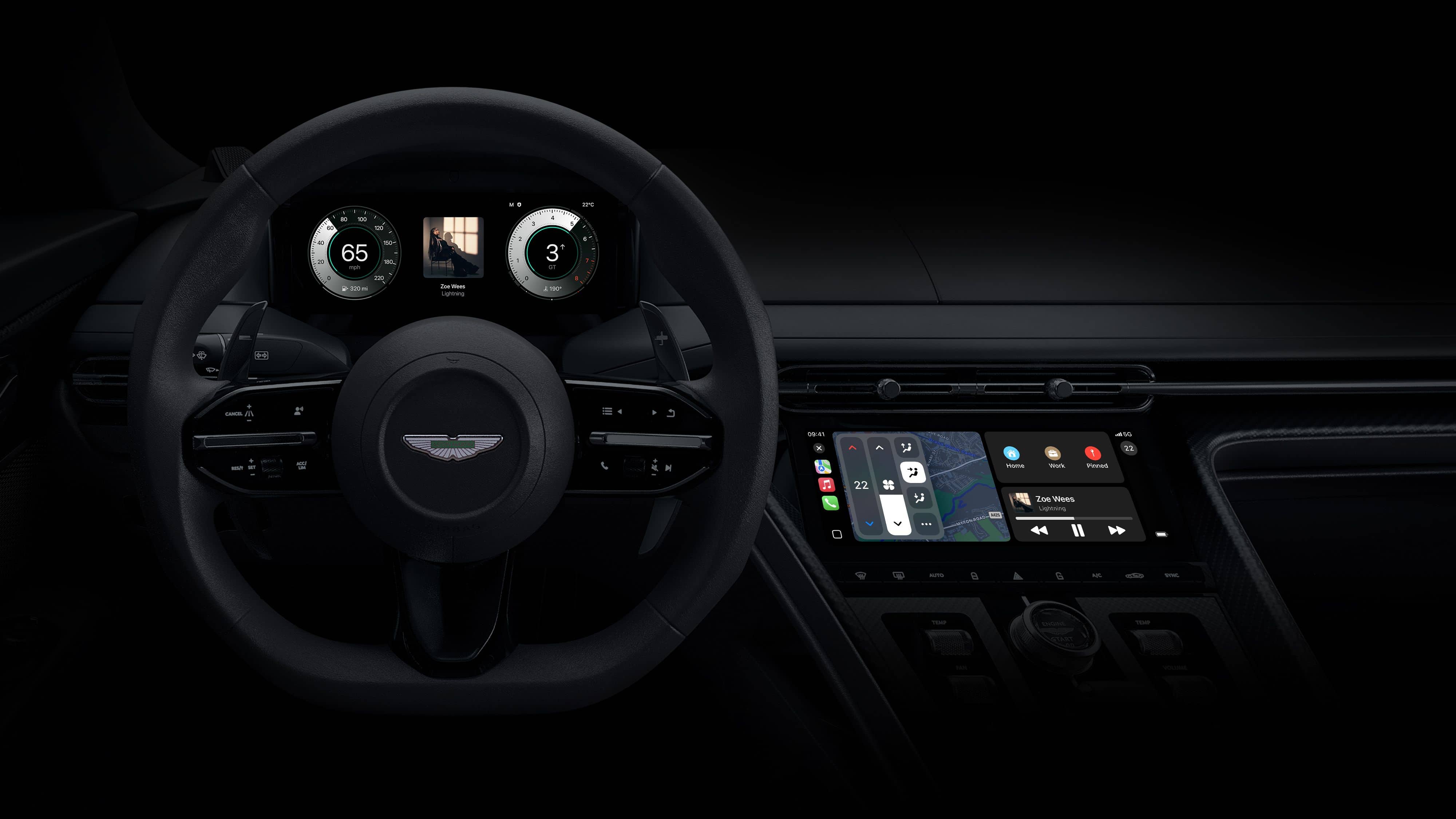 Porsche car interior showcasing the next-generation CarPlay interface