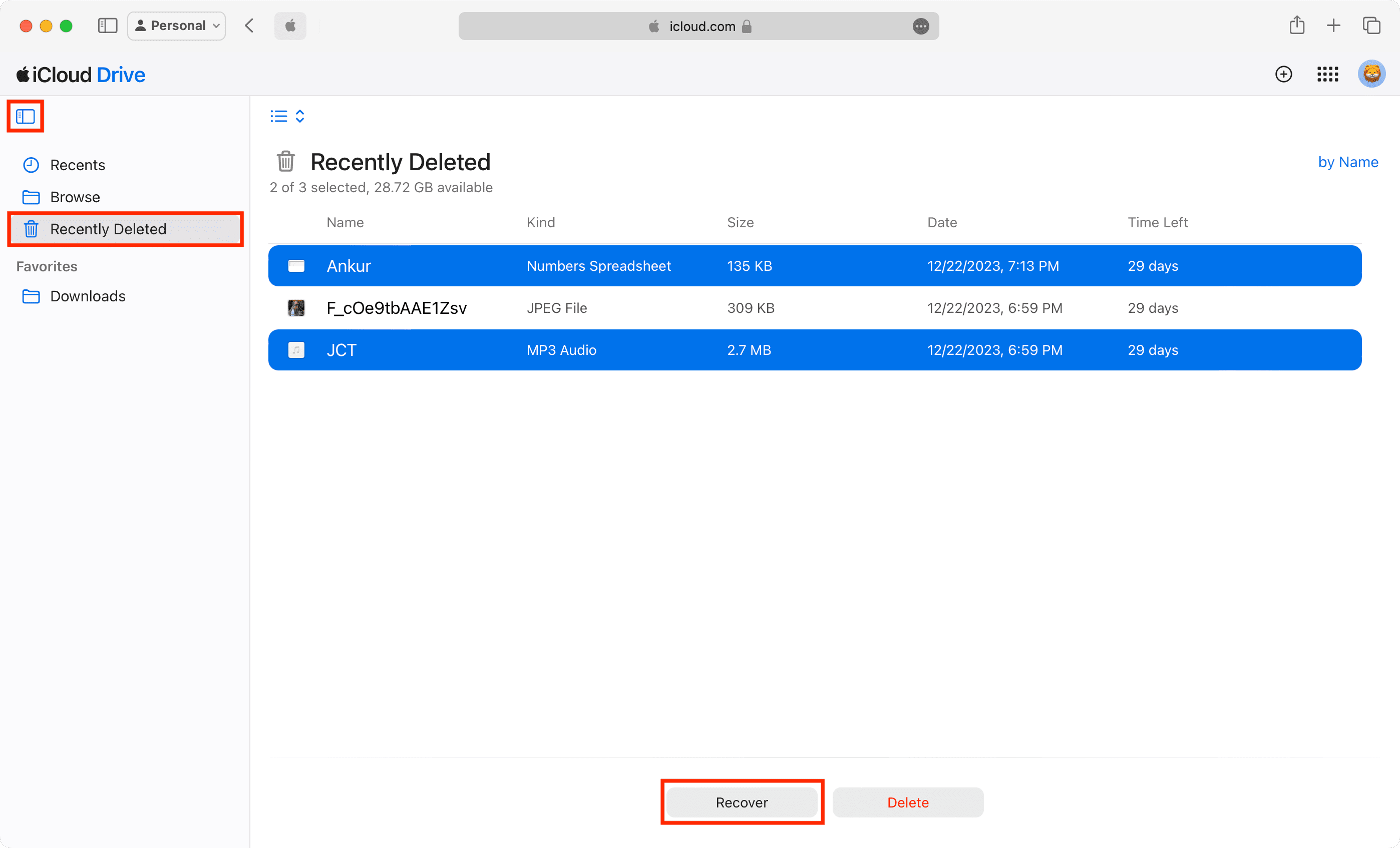 Recover deleted iCloud Drive files