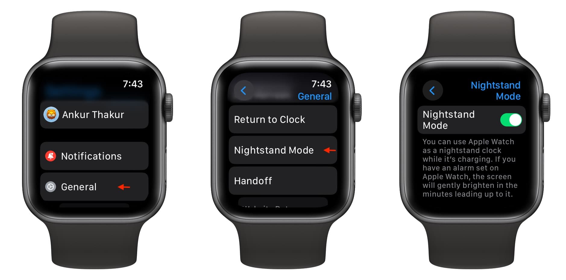Turn on Nightstand Mode on Apple Watch