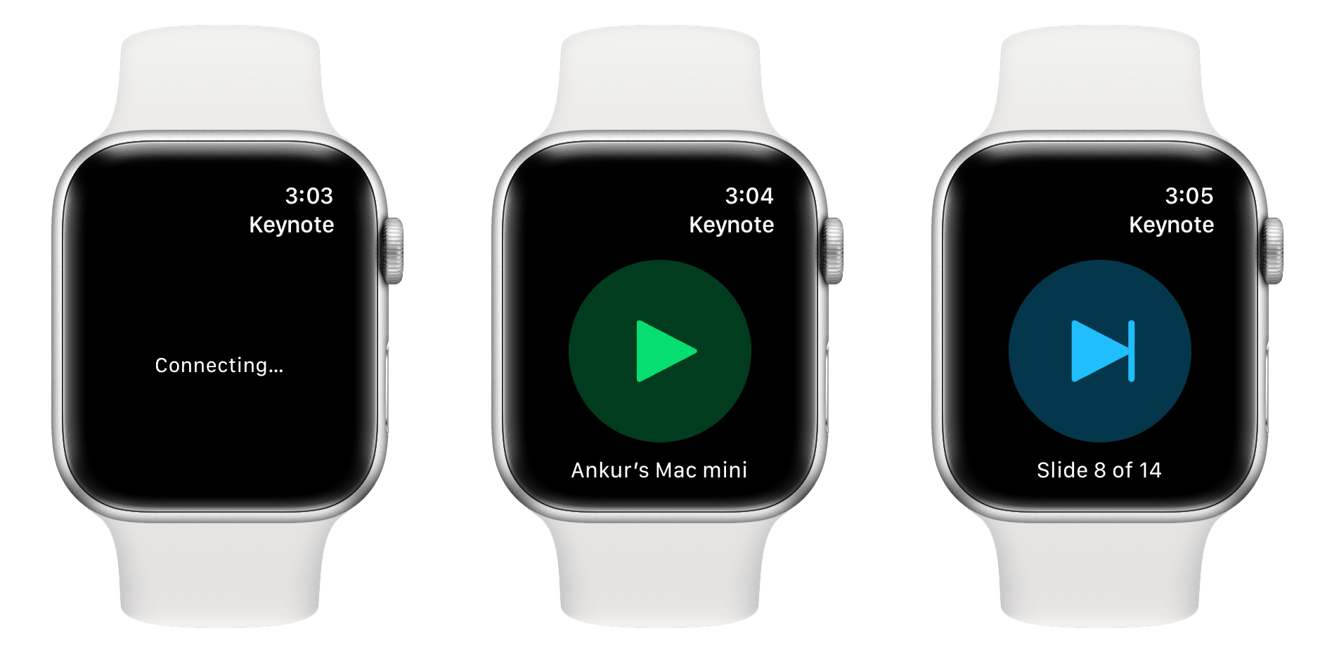 Using Apple Watch to wirelessly control Keynote presentation on Mac