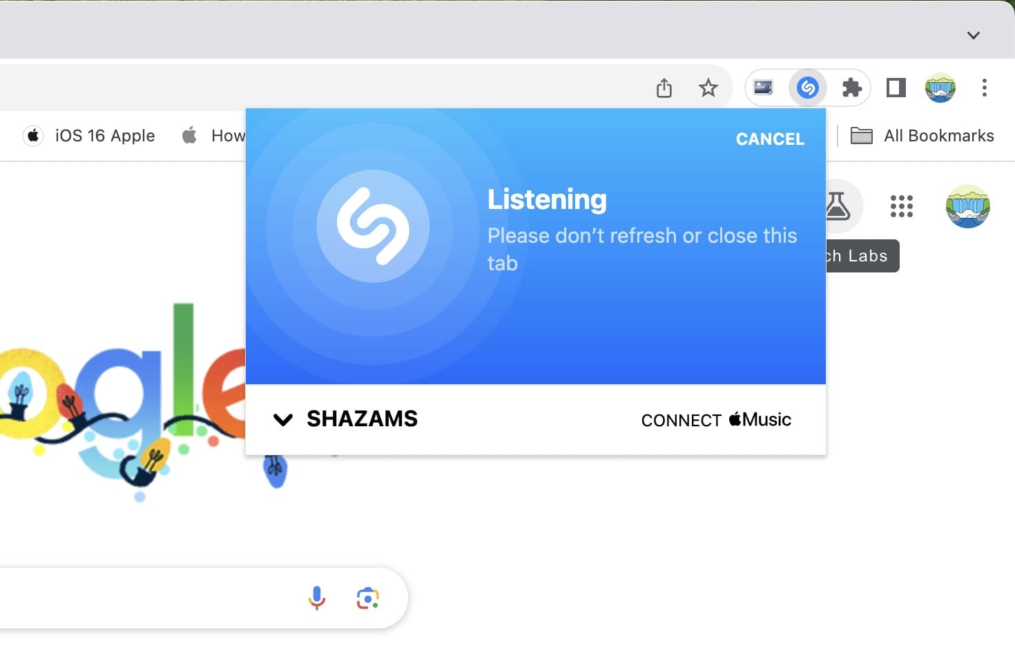Using Shazam browser extension on computer