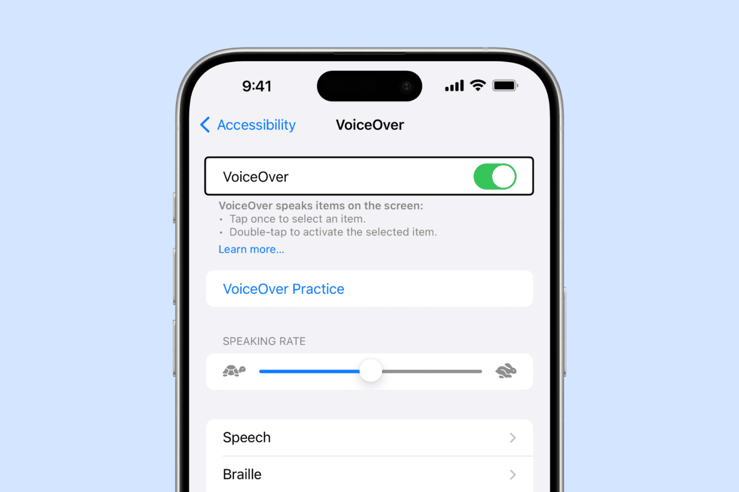 VoiceOver enabled on iPhone