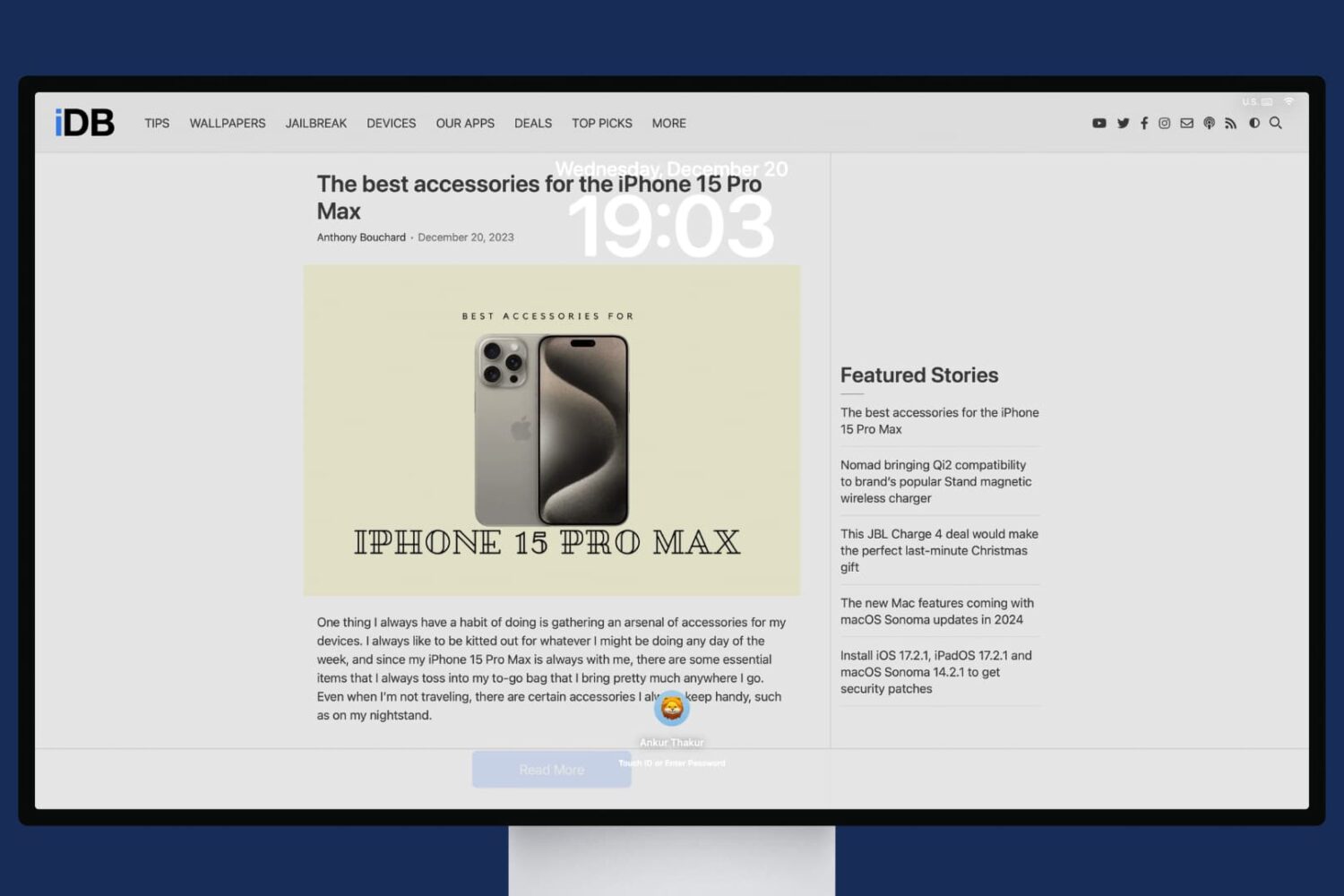 Website set as Mac's Screen Saver