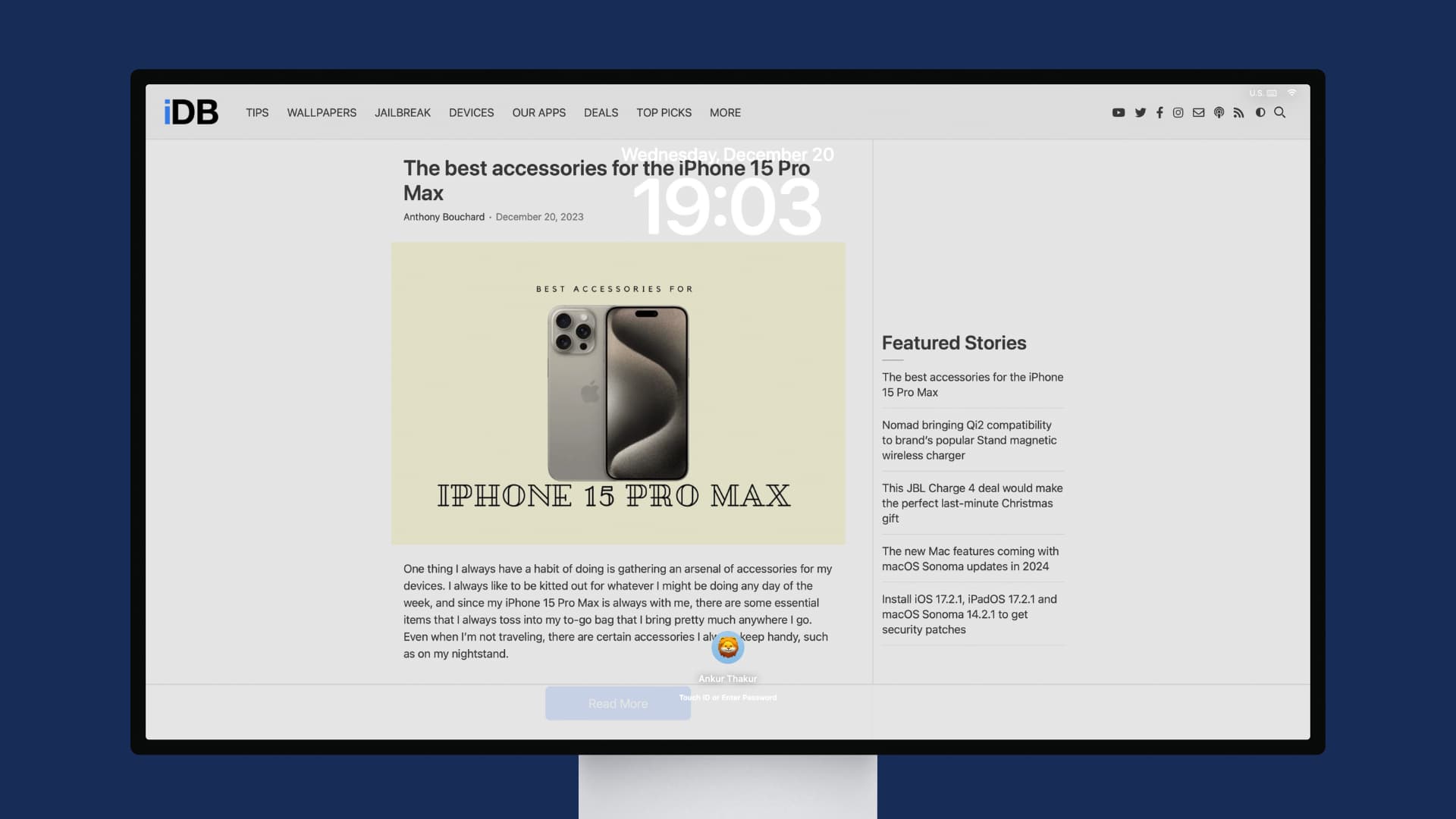Website set as Mac's Screen Saver