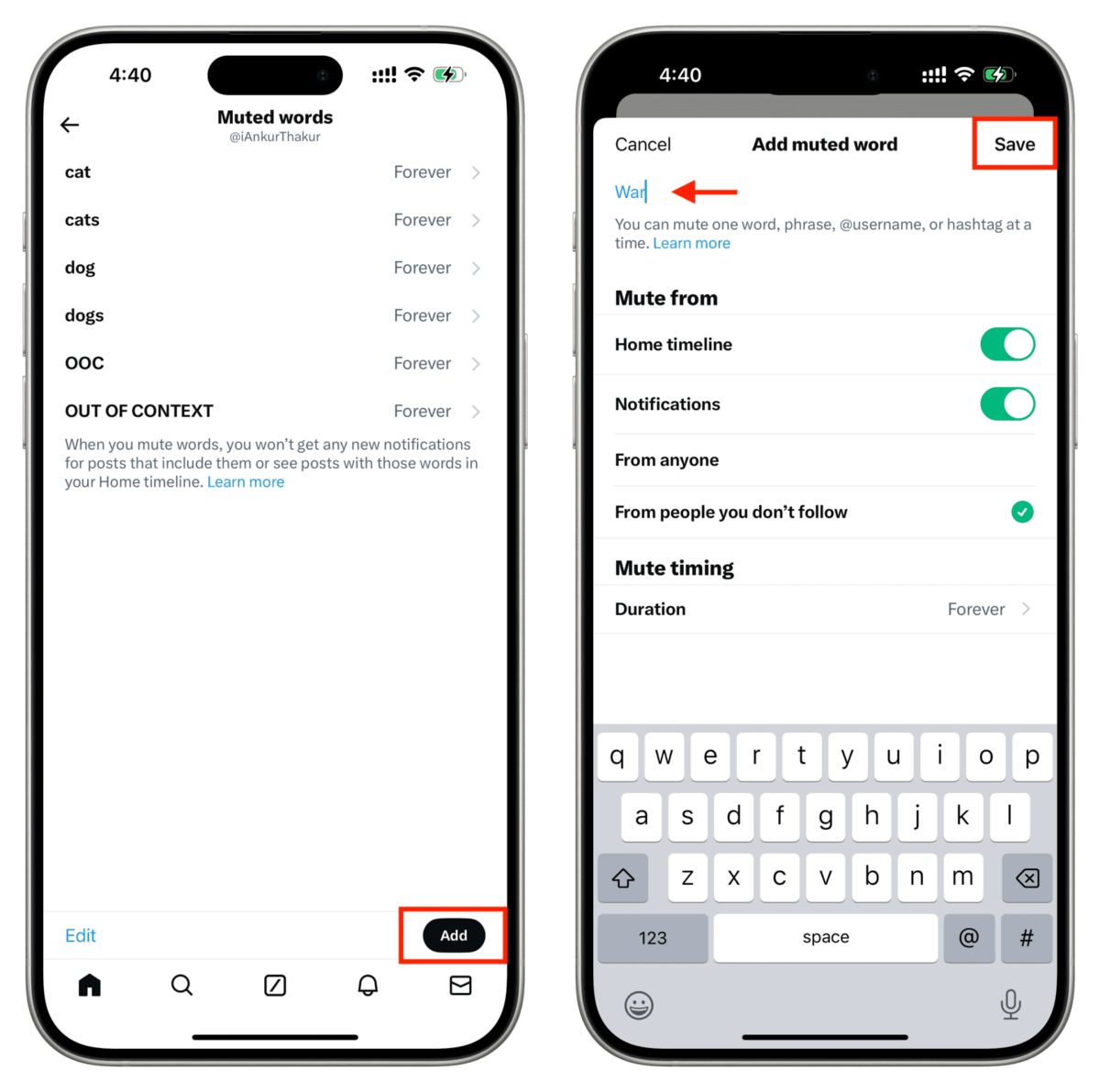 How to mute posts with specific words and from unverified accounts on X