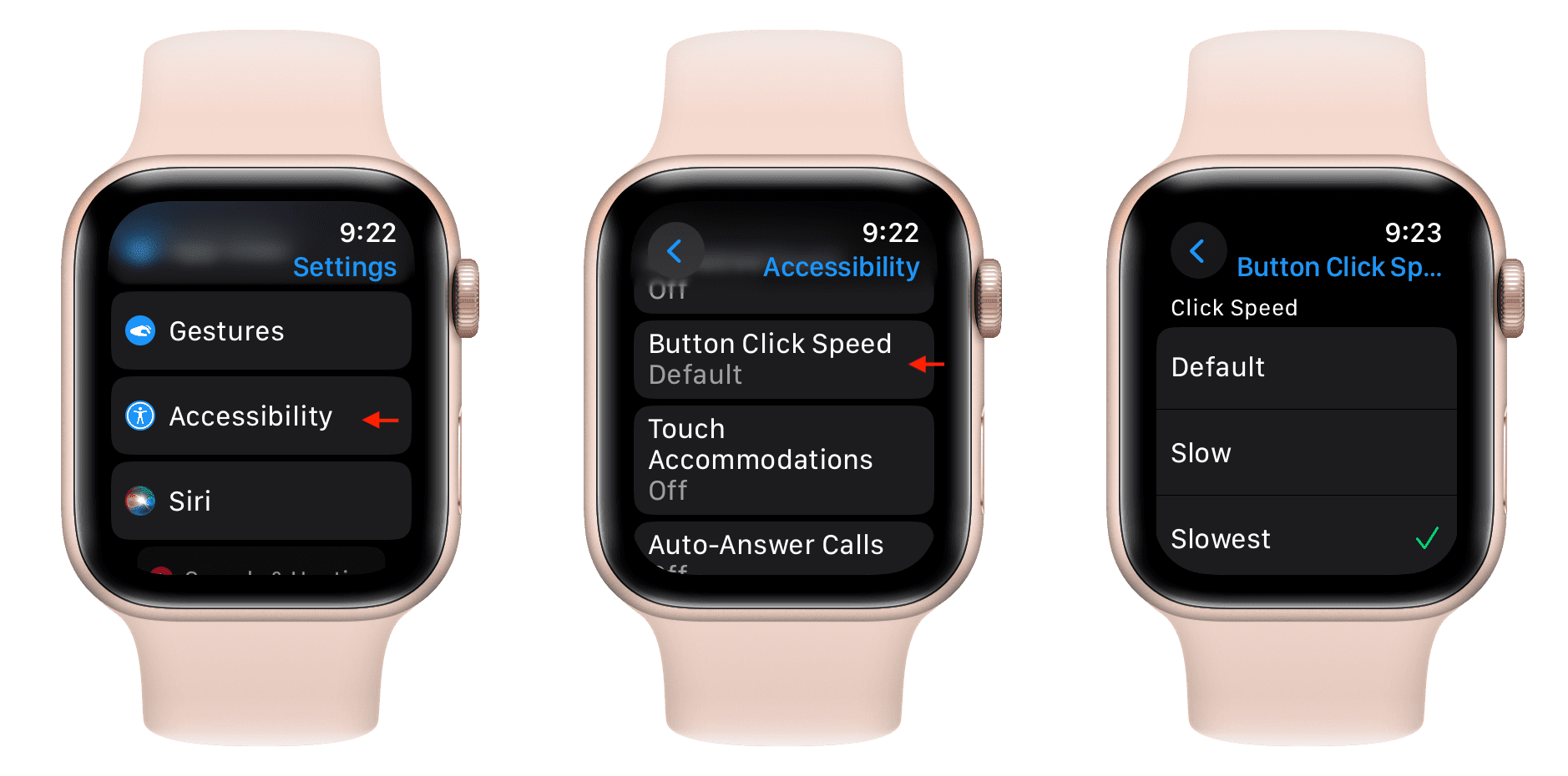 Button Click Speed in Apple Watch Accessibility settings