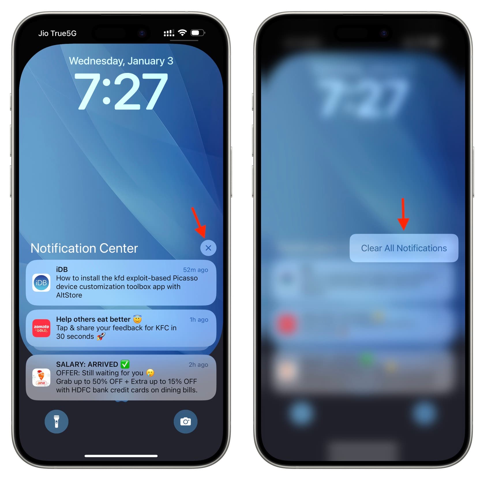 Clear All Notifications in iPhone Notification Center