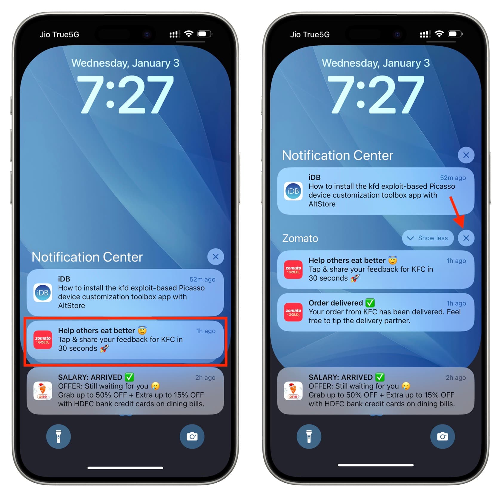 Clear all notifications for an app on iPhone