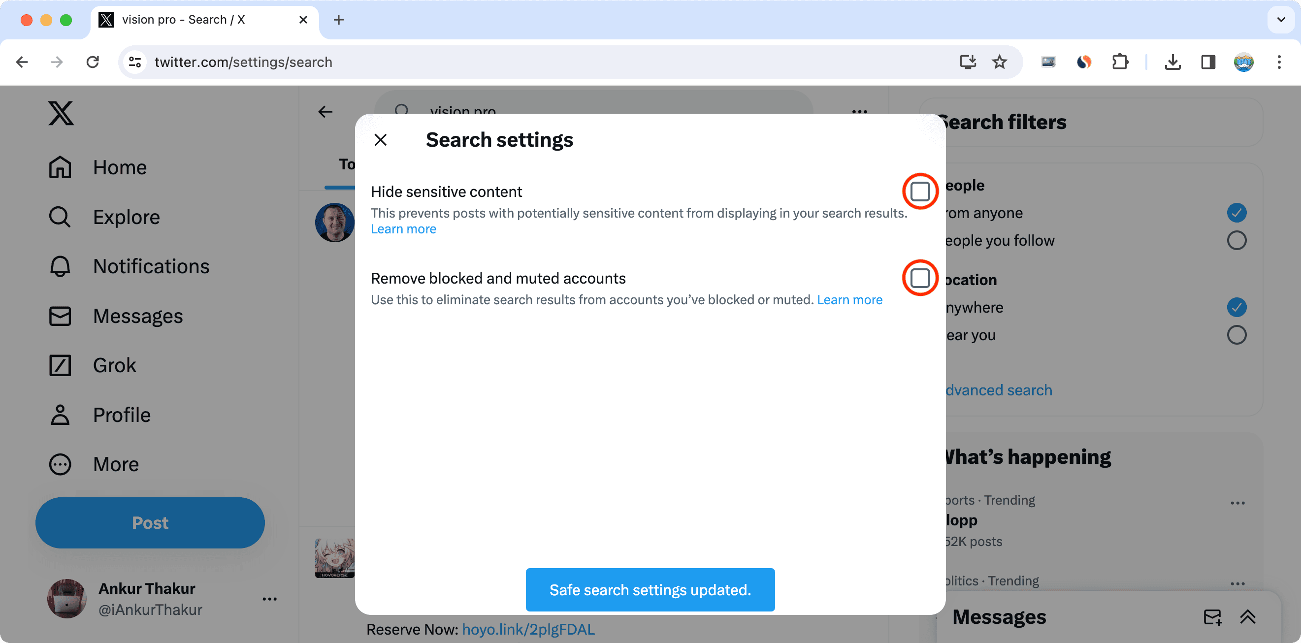Customize your Search settings for Twitter
