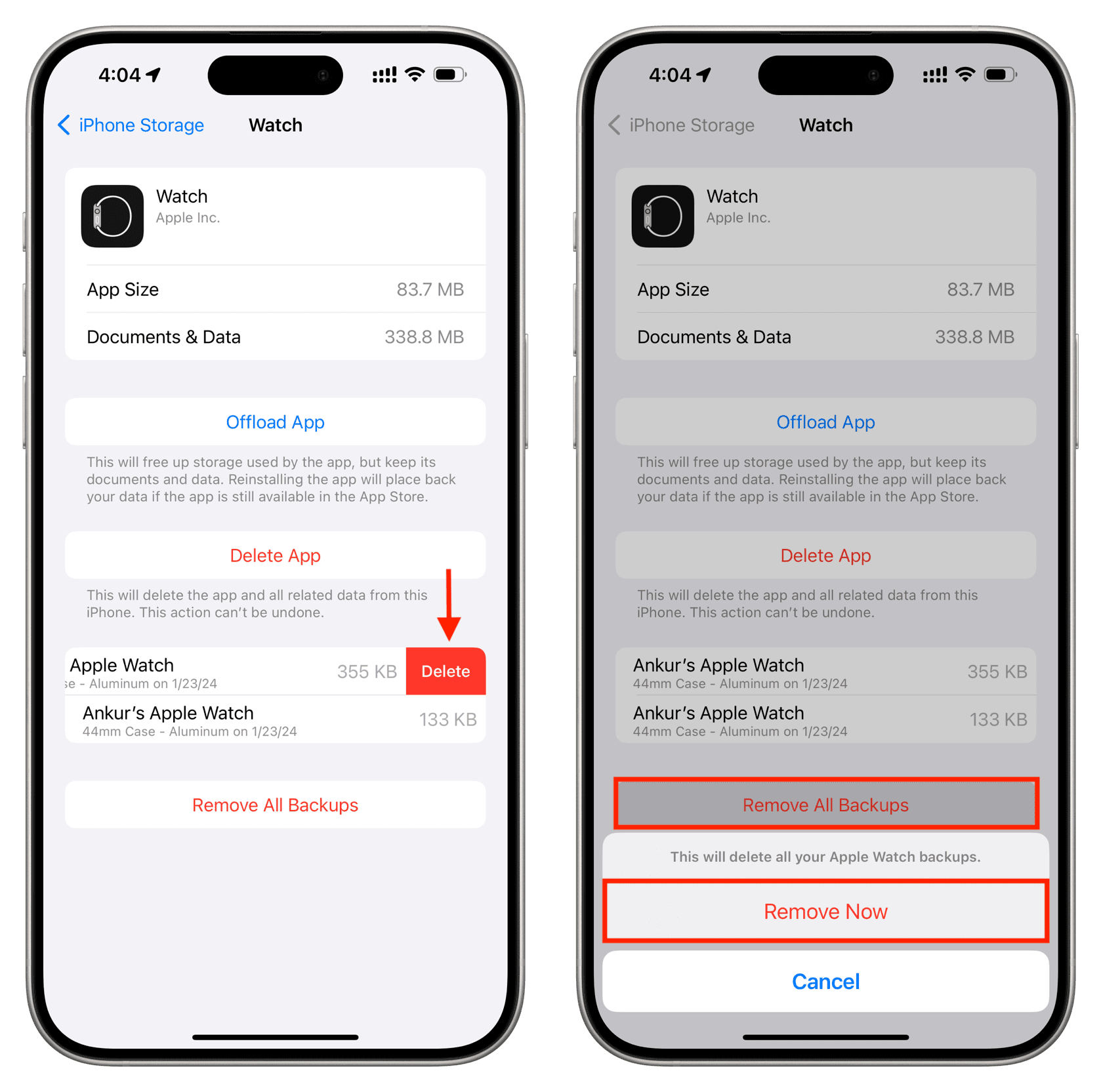 Delete one or all Apple Watch backups from your iPhone
