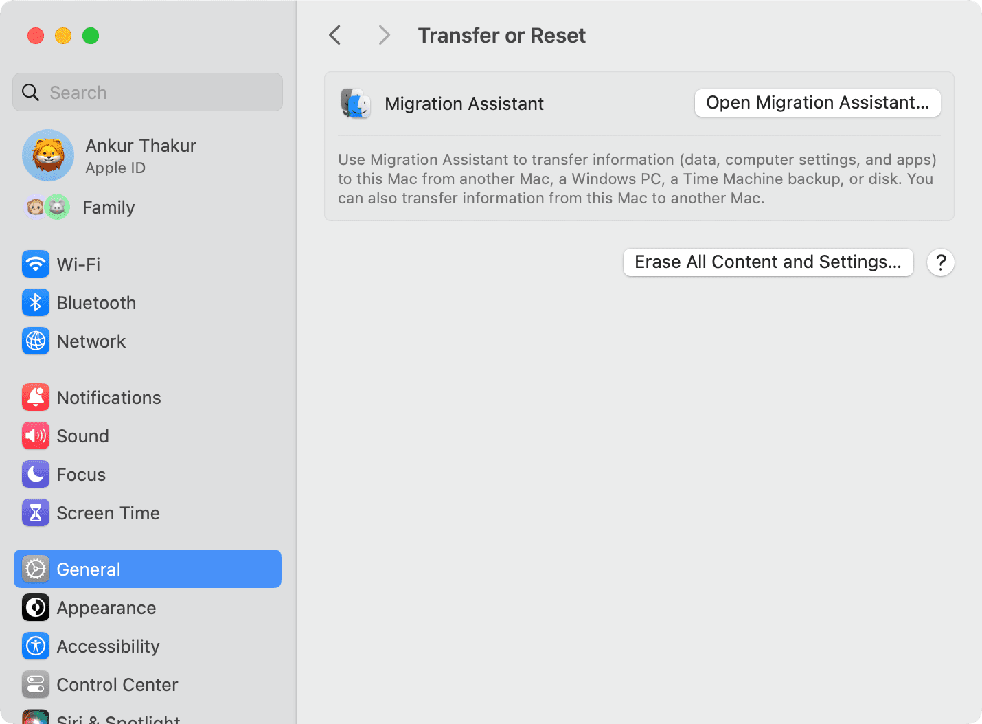 Erase All Content and Settings on Mac
