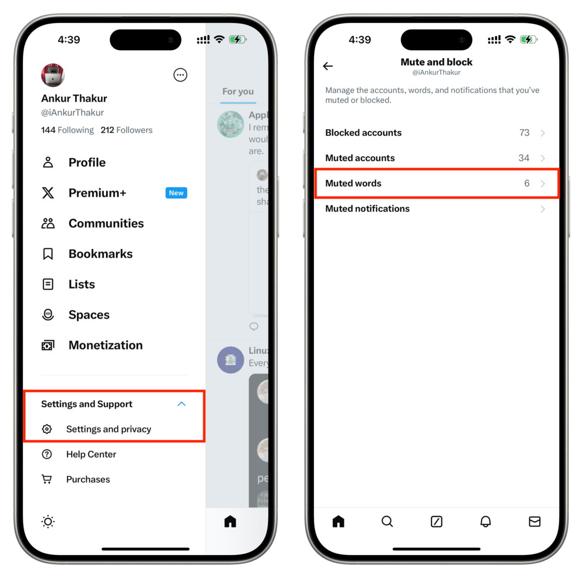 How to mute posts with specific words and from unverified accounts on X