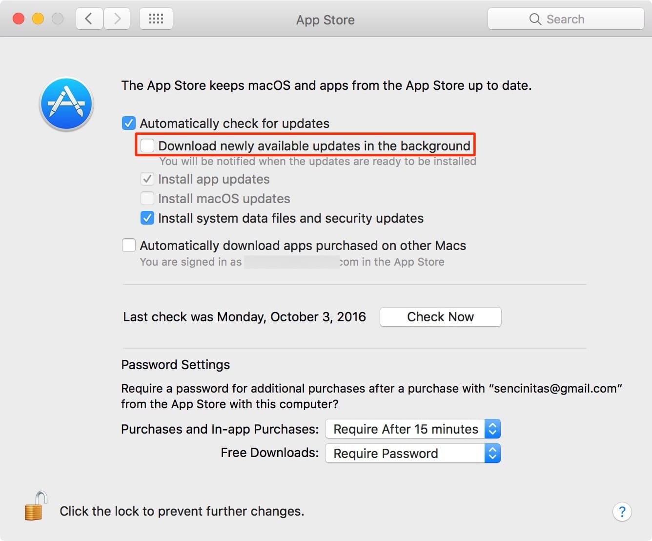 MacBook App Store updates in System Preferences