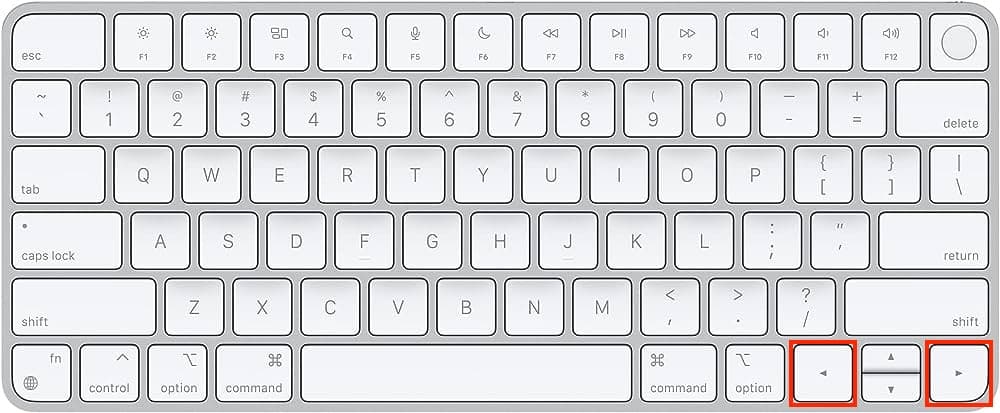 Magic Keyboard with left right arrow keys highlighted