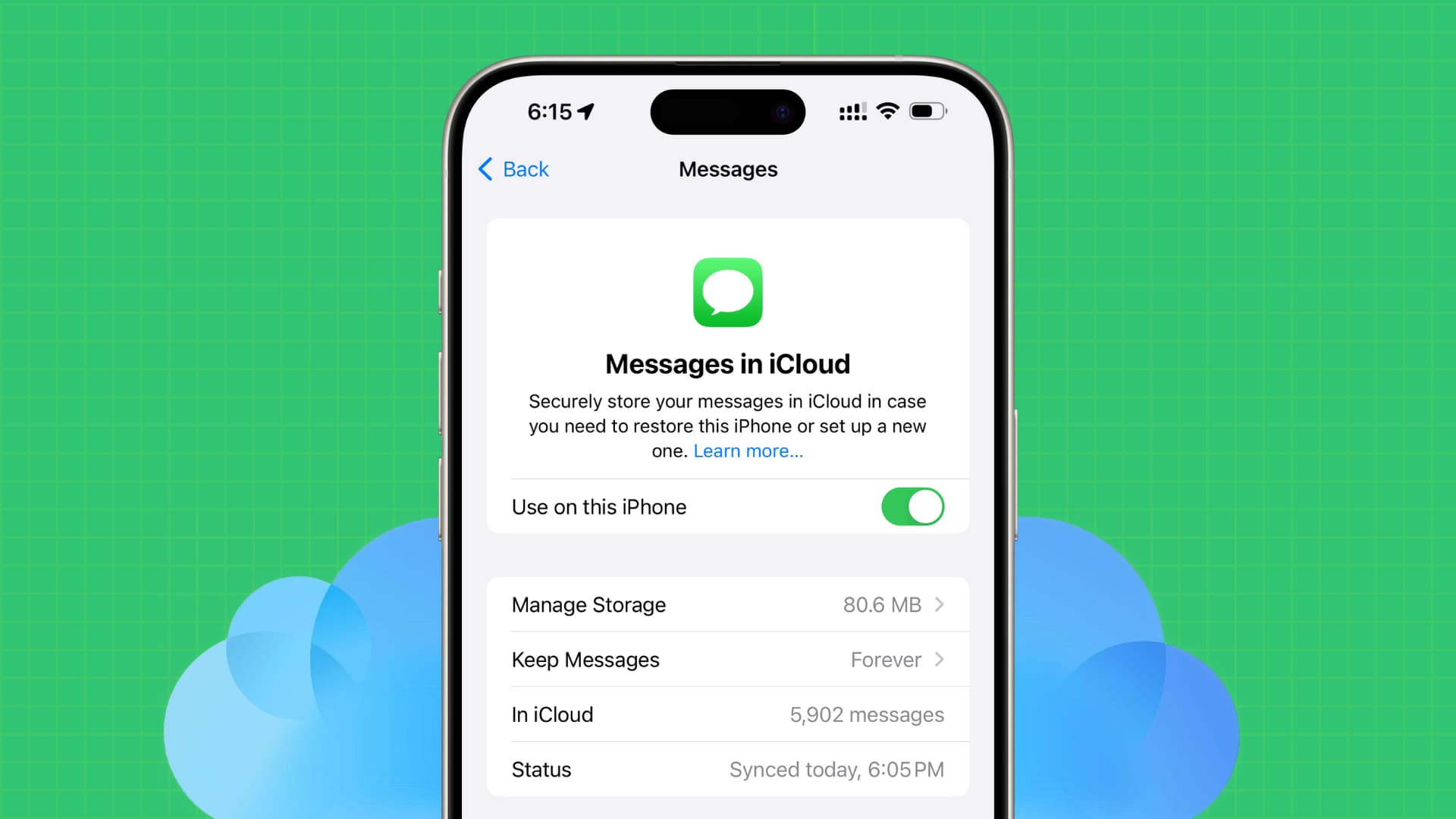 Messages in iCloud feature on iPhone