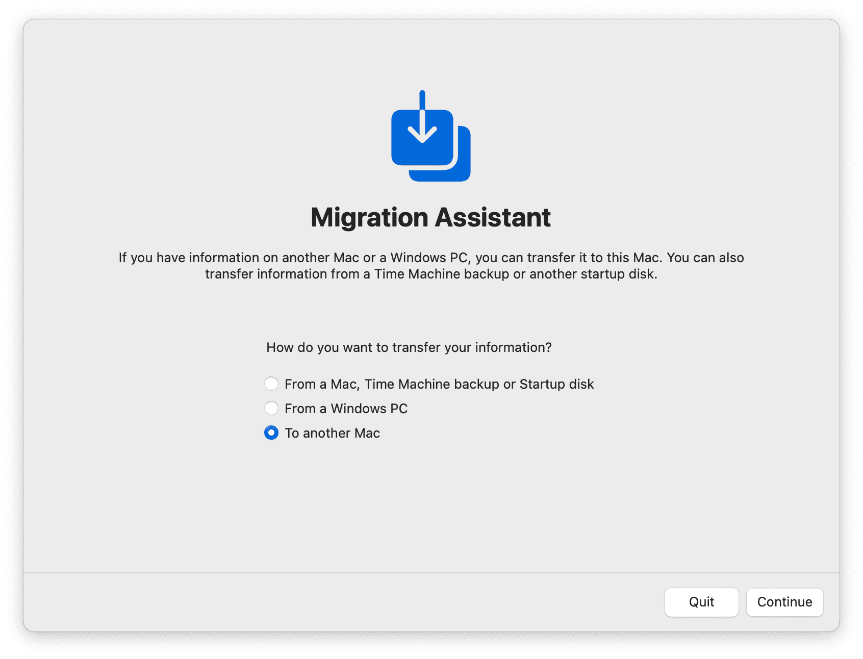 Migration Assistant on Mac