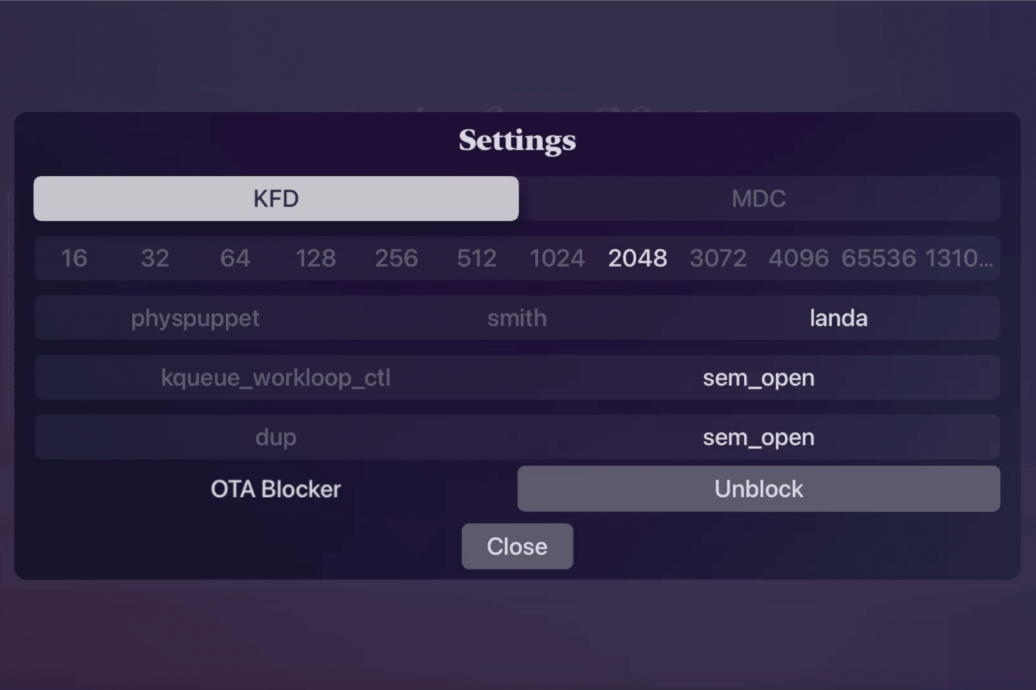Misaka for tvOS OTA update blocker setting.
