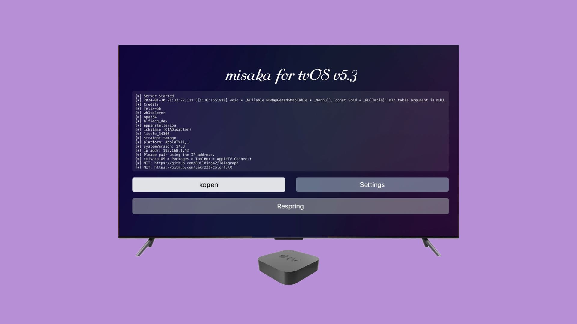 How to install Misaka for tvOS on an Apple TV with Sideloadly