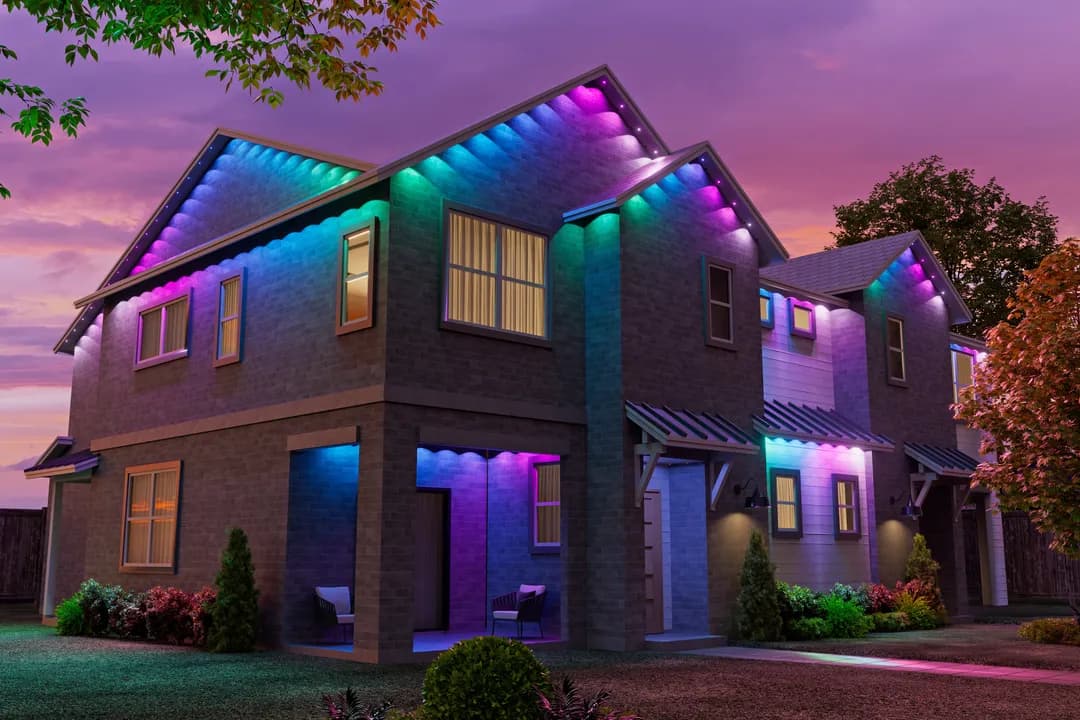 Nanoleaf outdoor permanent multicolor Matter lights.