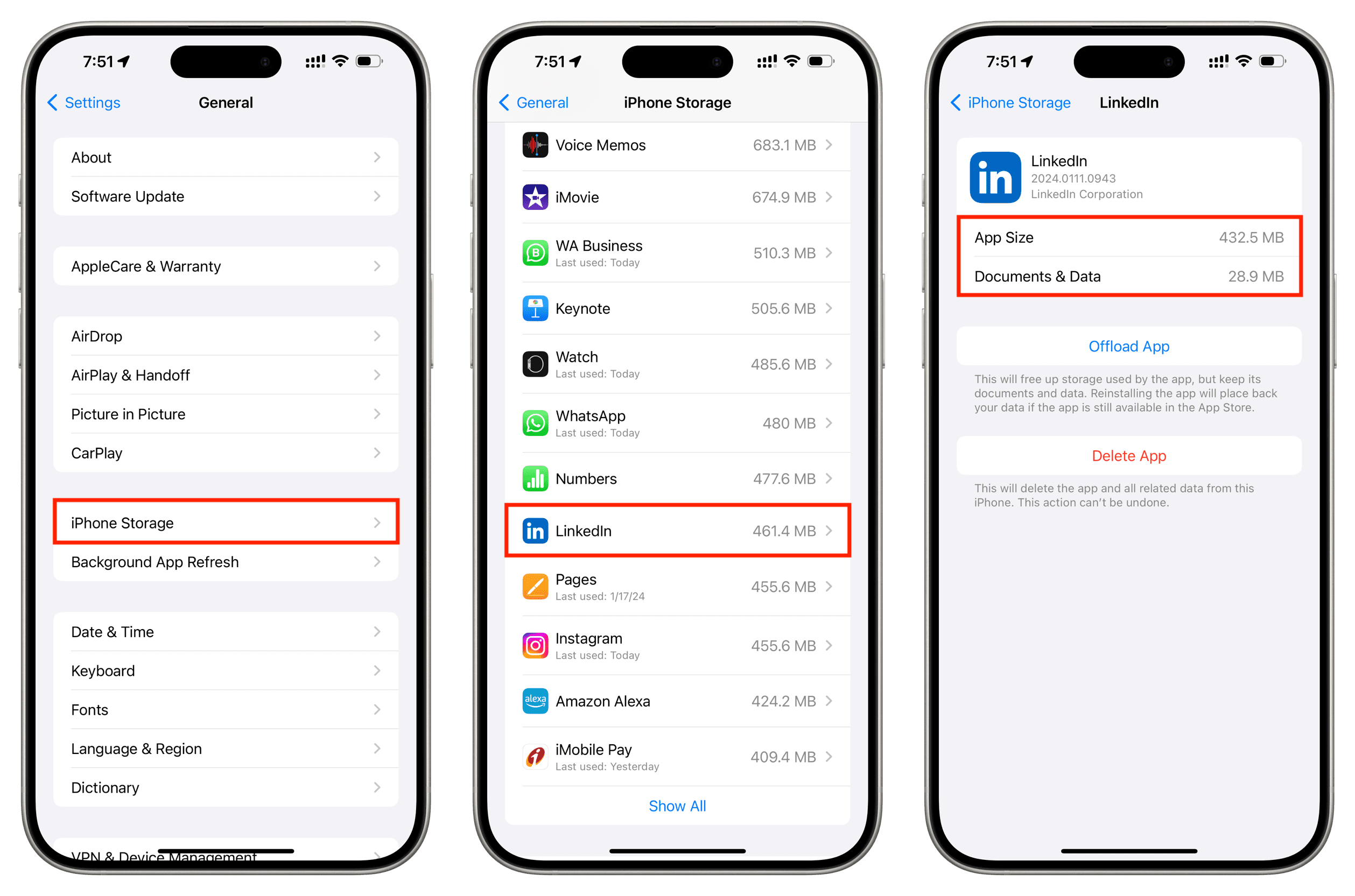 See app size and documents and data size for an iPhone app