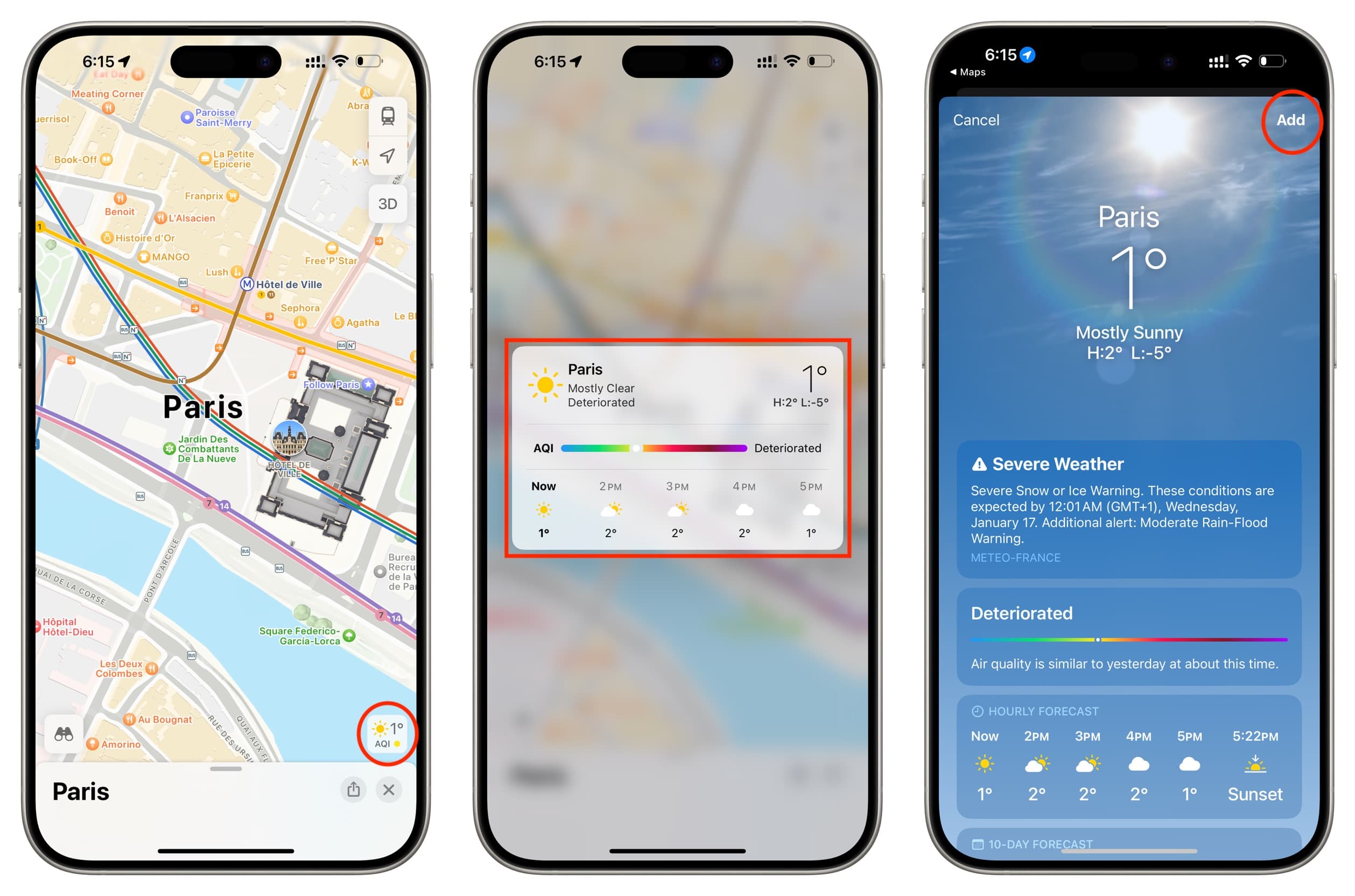 See weather details in Apple Maps on iPhone