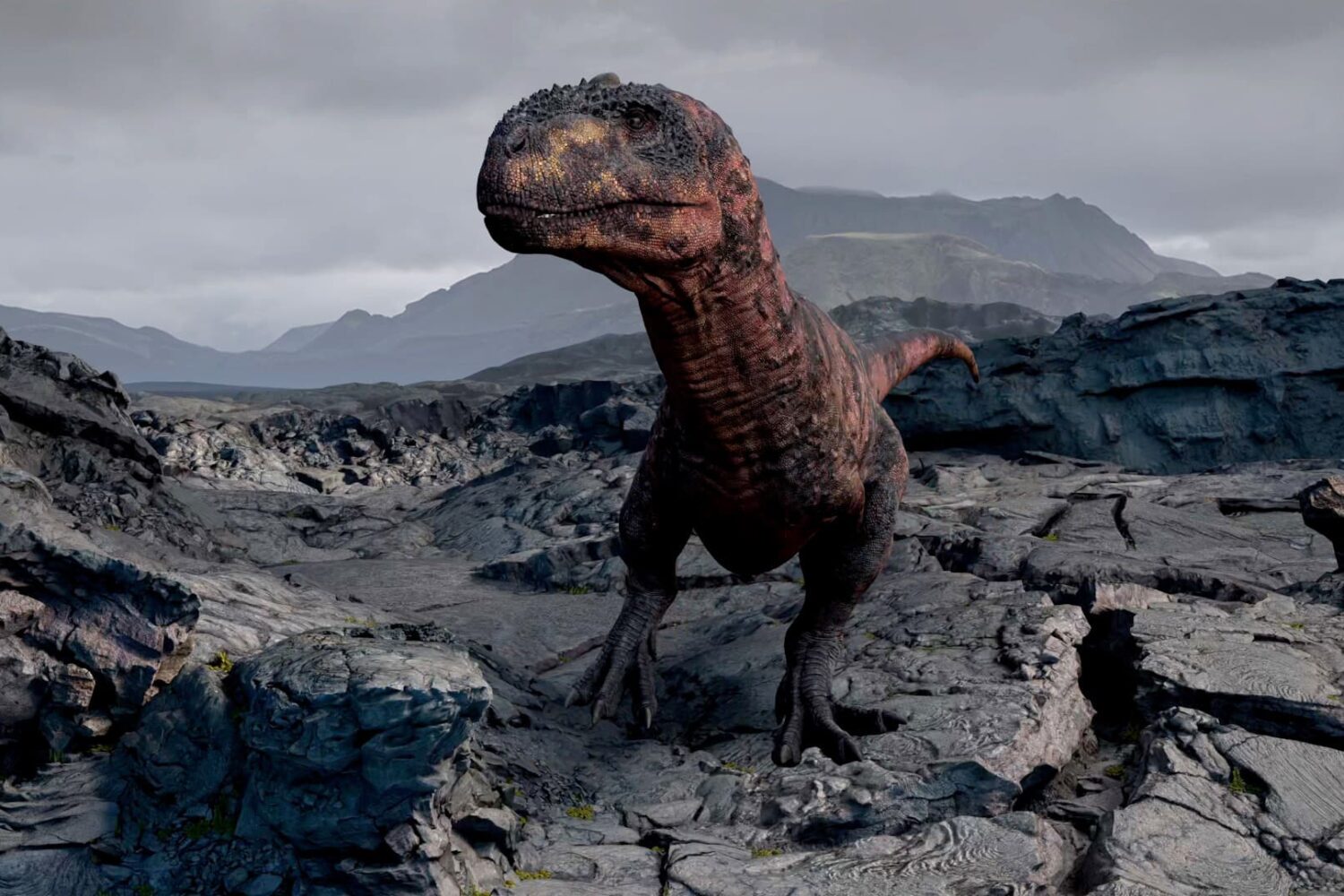 Virtual T-Rex in the Encounter Dinosaur app on Apple Vision Pro