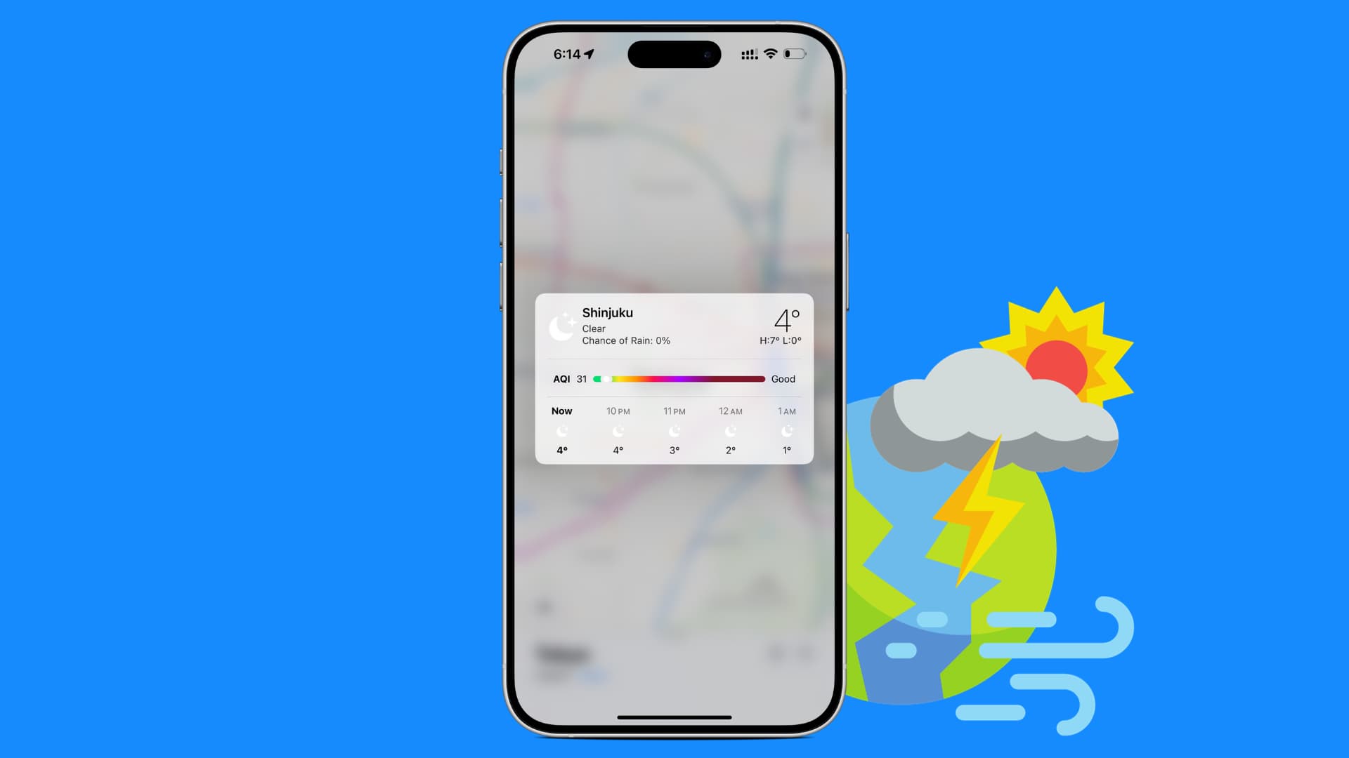 Weather forecast in Apple Maps on iPhone
