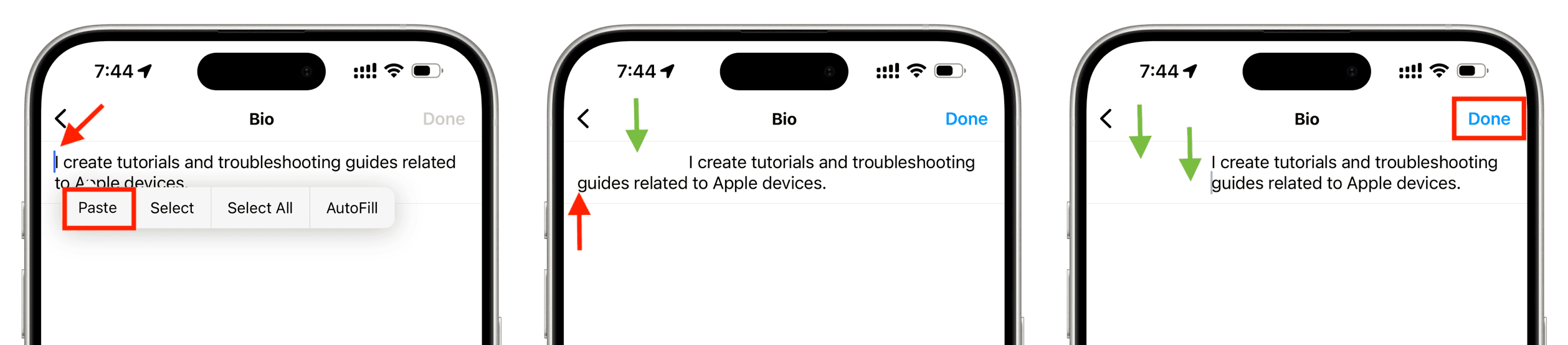 Add spaces to align your Instagram bio in the center