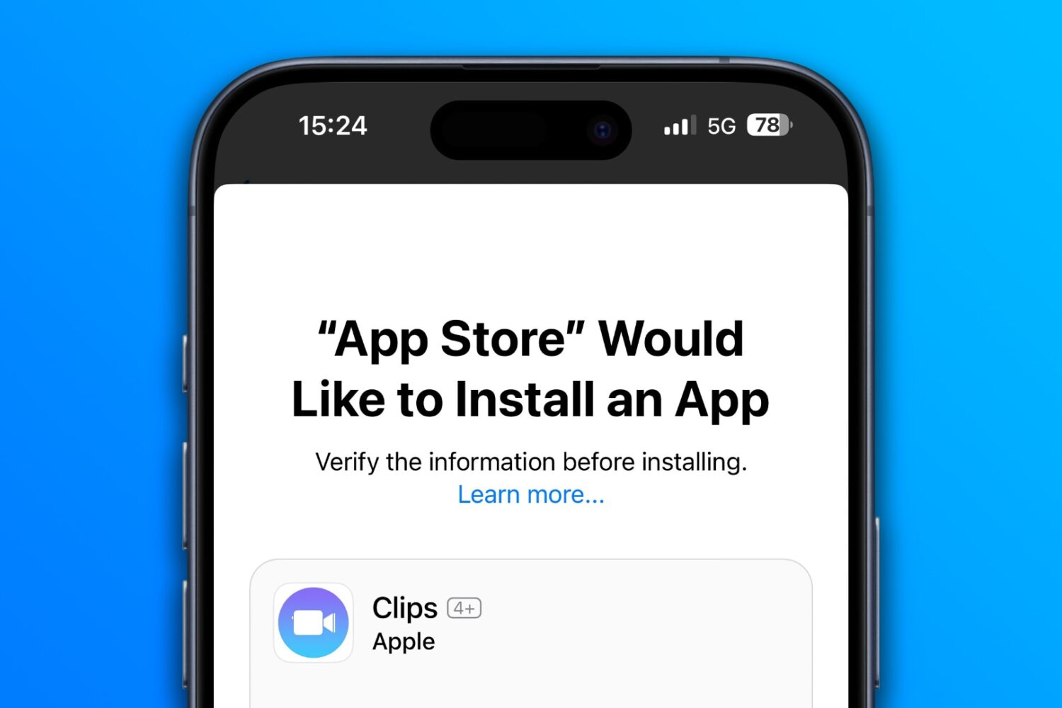 Download permission prompt in App Store on iPhone