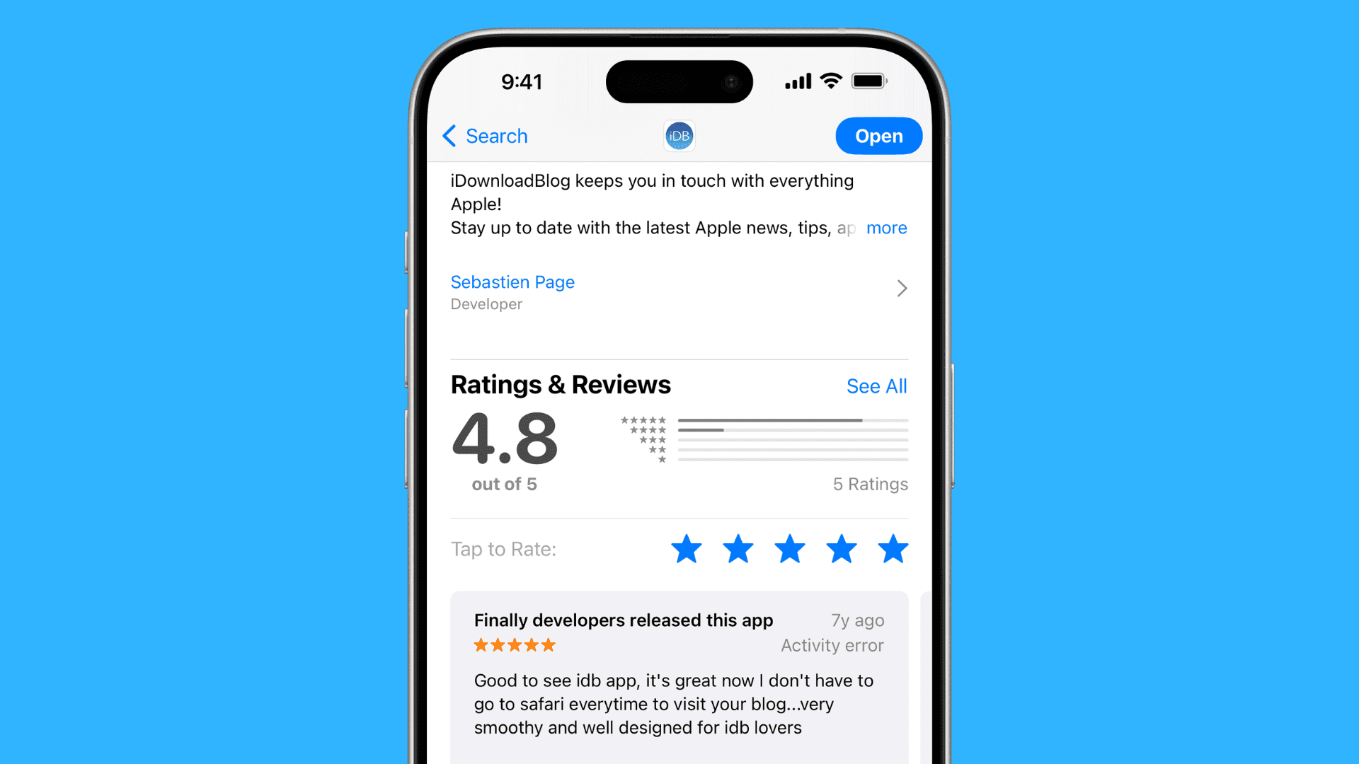 User reviews for an app on iPhone App Store