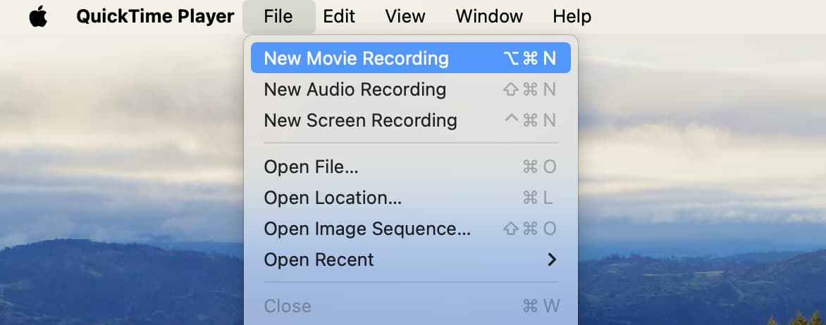 New Movie Recording in QuickTime on Mac