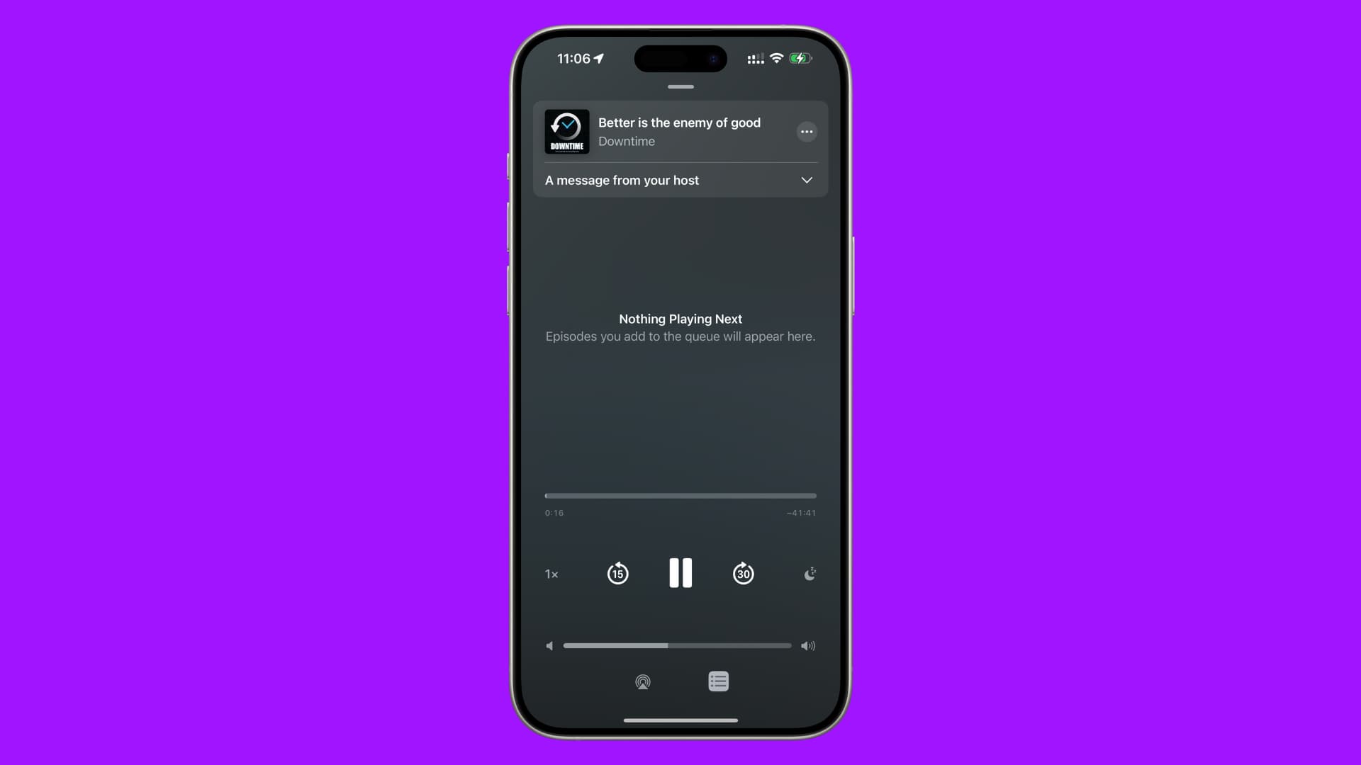 Nothing Playing Next in Podcasts app on iPhone