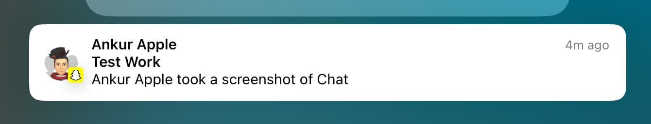 Notification saying your friend took screenshot of chat screen